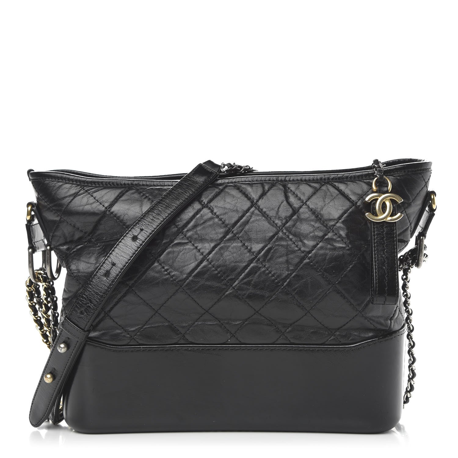 Chanel Aged Calfskin Quilted Medium Gabrielle Hobo Black 1 of 12