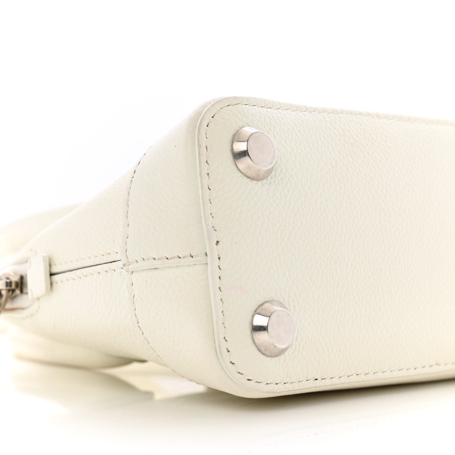 Grained Calfskin Logo XXS Ville Top Handle Bag White Light Green