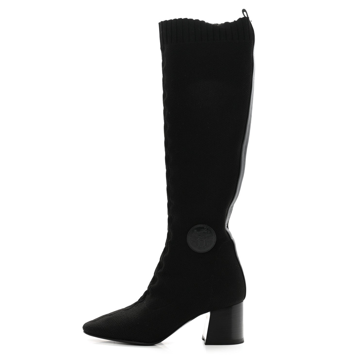 Hermes Knit Calfskin Fontaine 60 Boots 36 Black 1 of 7