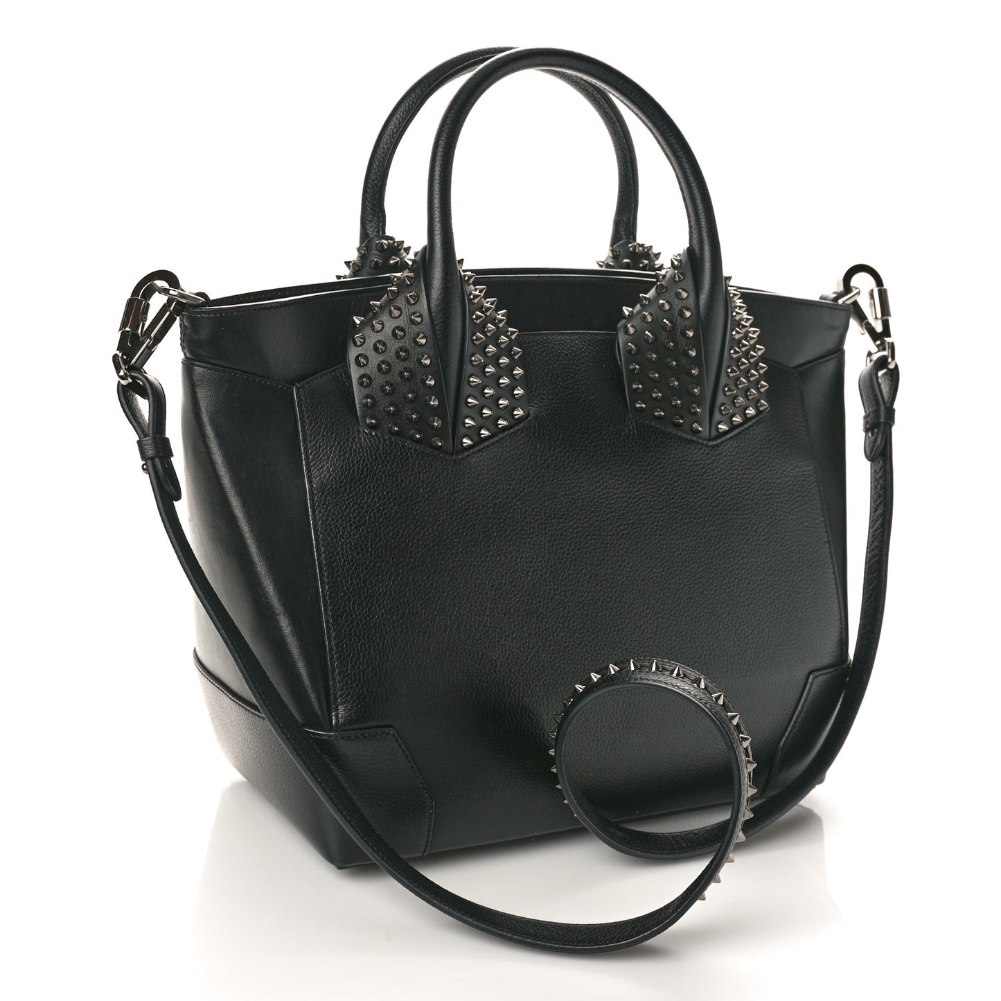 Grained Calfskin Spike Large Eloise Tote Black