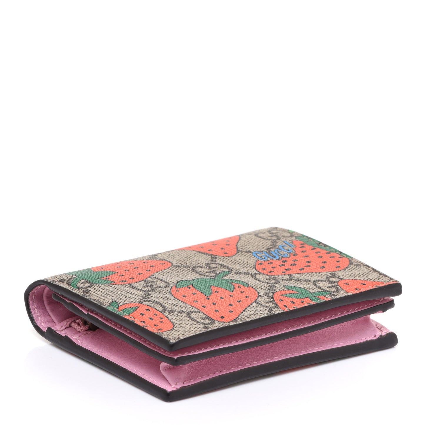 GG Supreme Monogram Strawberry Card Case