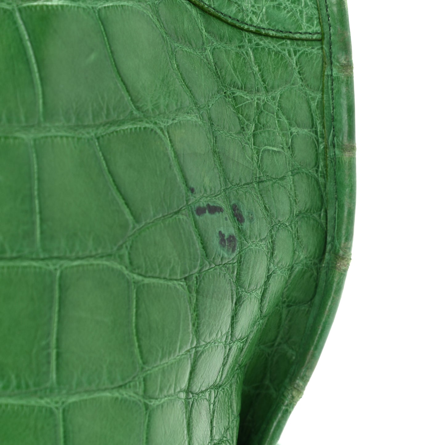 Crocodile Classic Silver Hardware Work Green