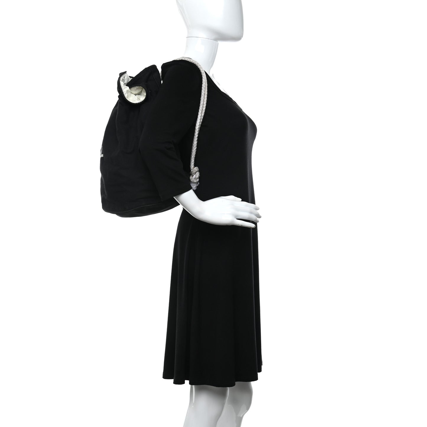 Canvas Drawstring Backpack Black White