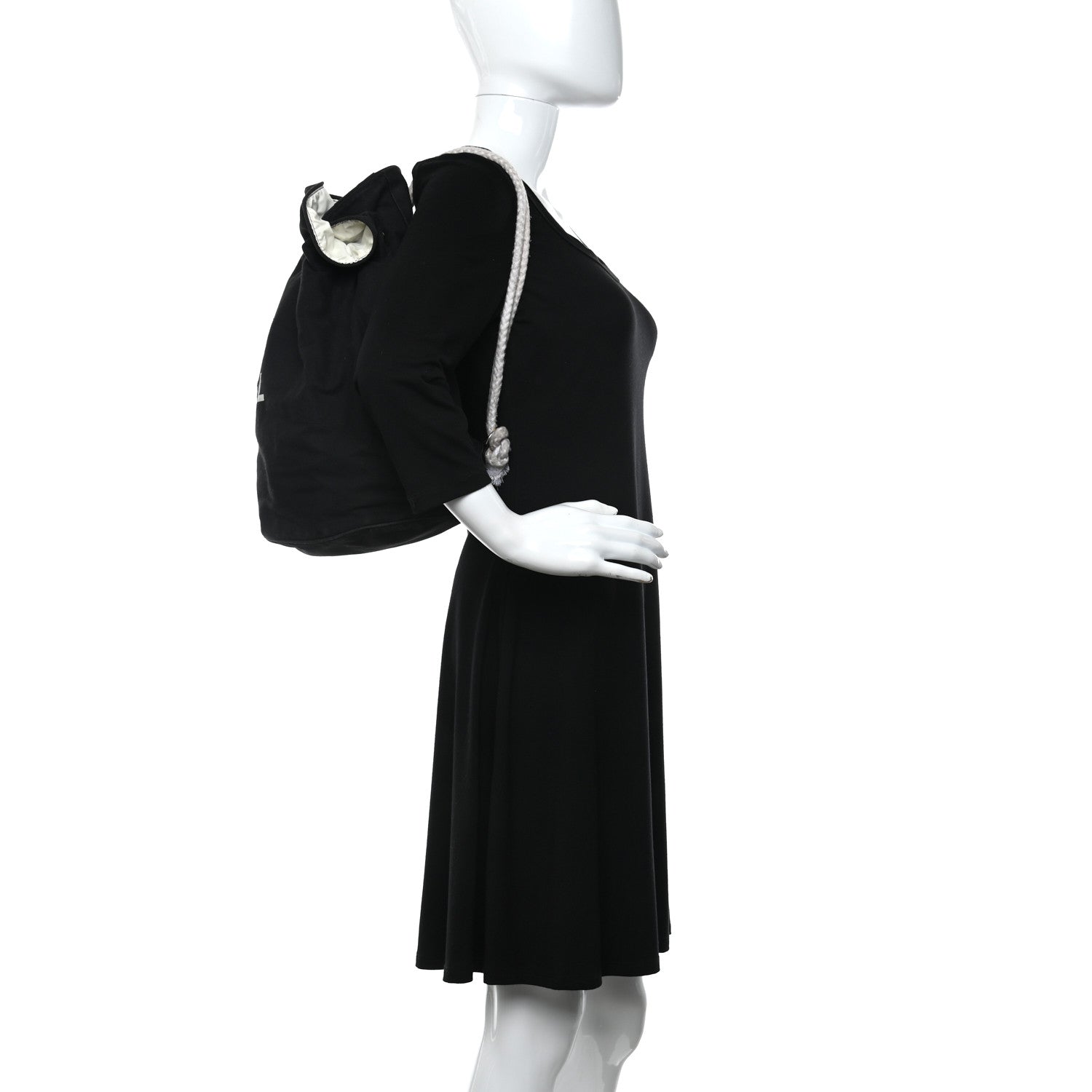 Chanel Canvas Drawstring Backpack Black White 2 of 17