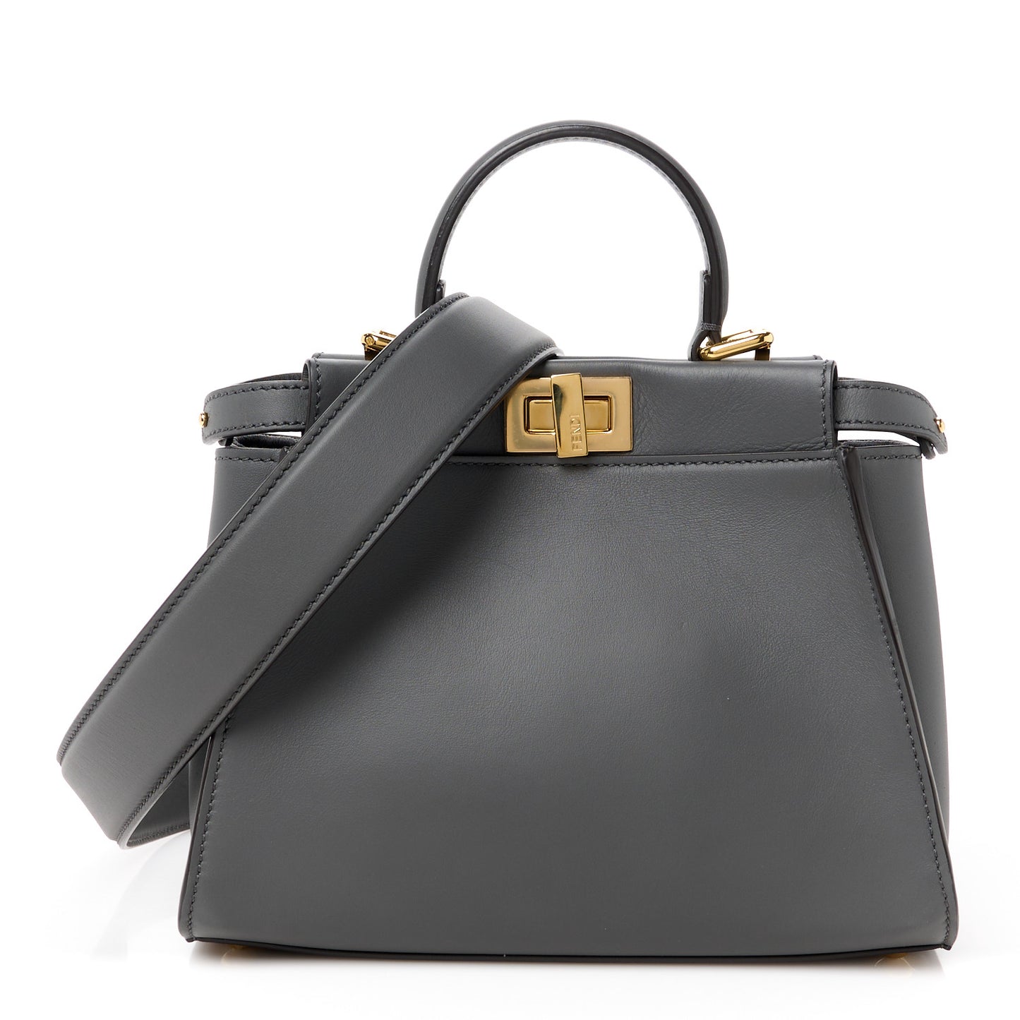 Vitello Seta Chenille FF Mini Peekaboo Iconic Satchel Anthracite Asfalto