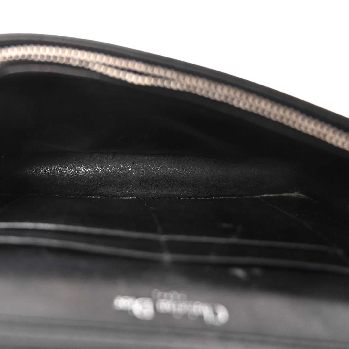 Grained Calfskin Diorama Wallet on Chain Pouch Black