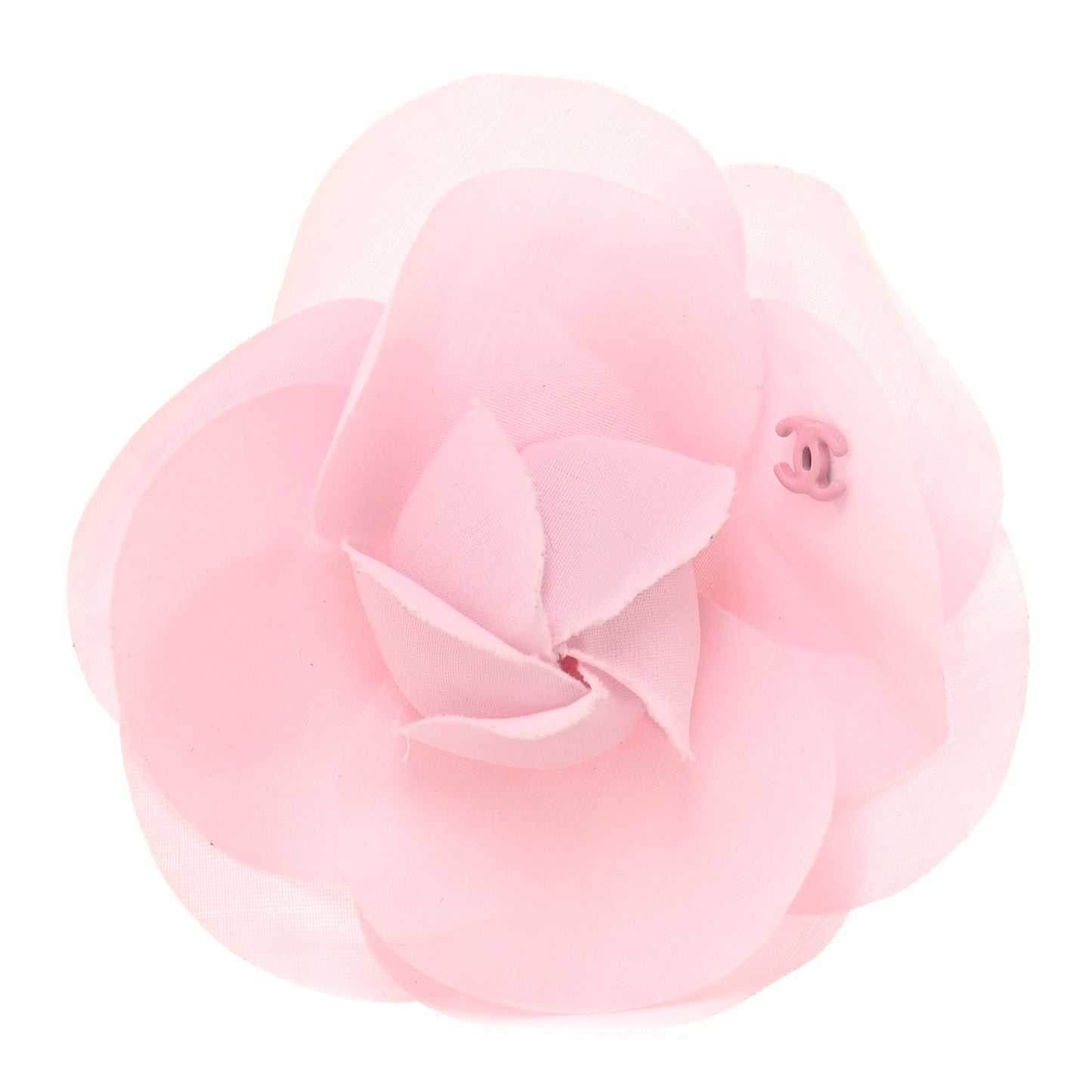 Fabric Camellia CC Brooch Pink