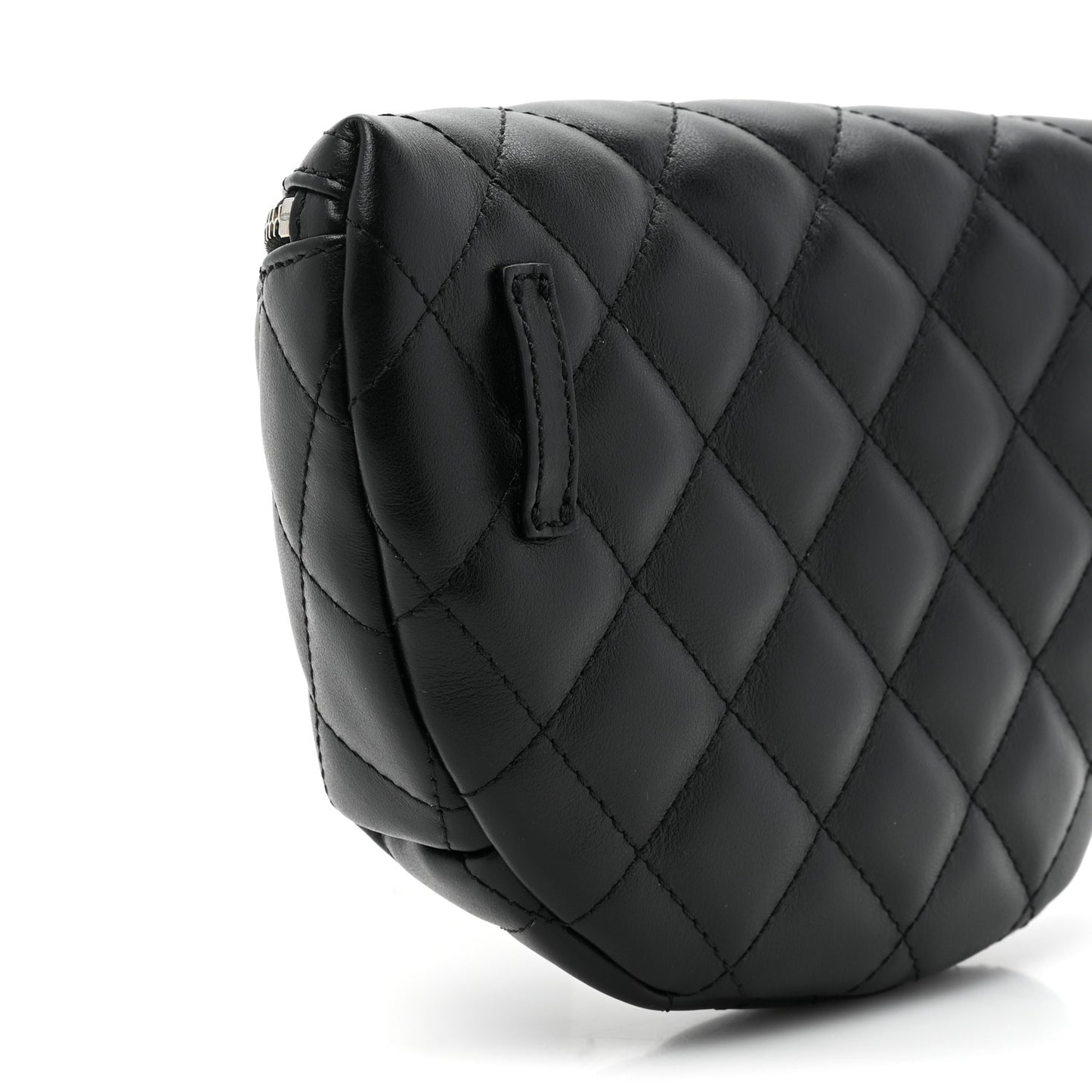 Calfskin Quilted Waist Belt Bag Black
