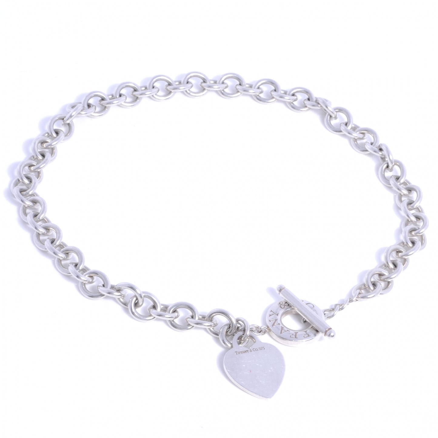 Sterling Silver Heart Tag Toggle Necklace