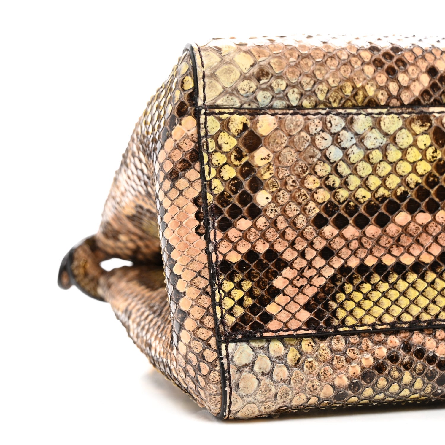 Fendi Snakeskin Mini Peekaboo Iconic Satchel Pink Green 10 of 14