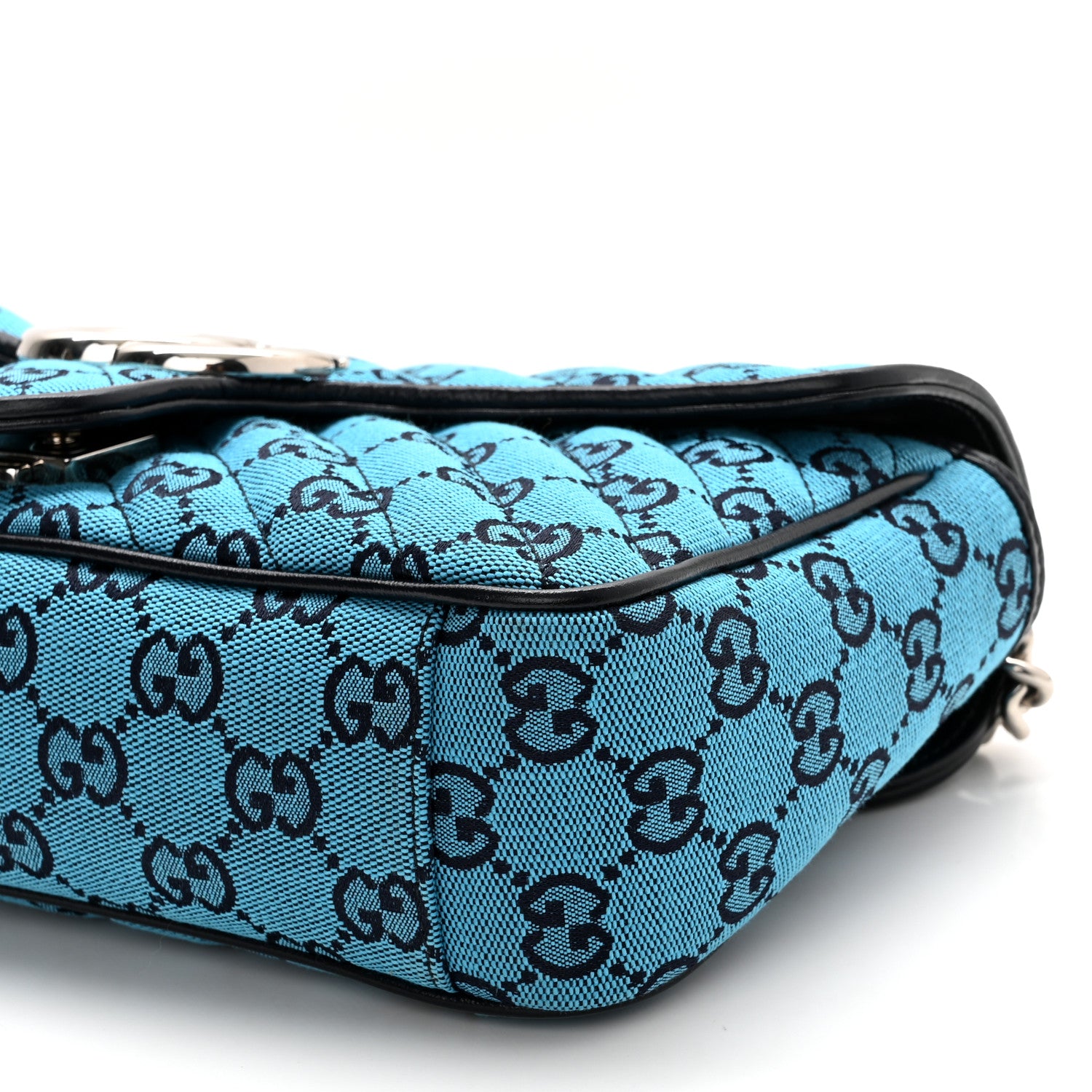 Gucci Monogram Multicolor Matelasse Diagonal Small GG Marmont Shoulder Bag Light Blue 10 of 10