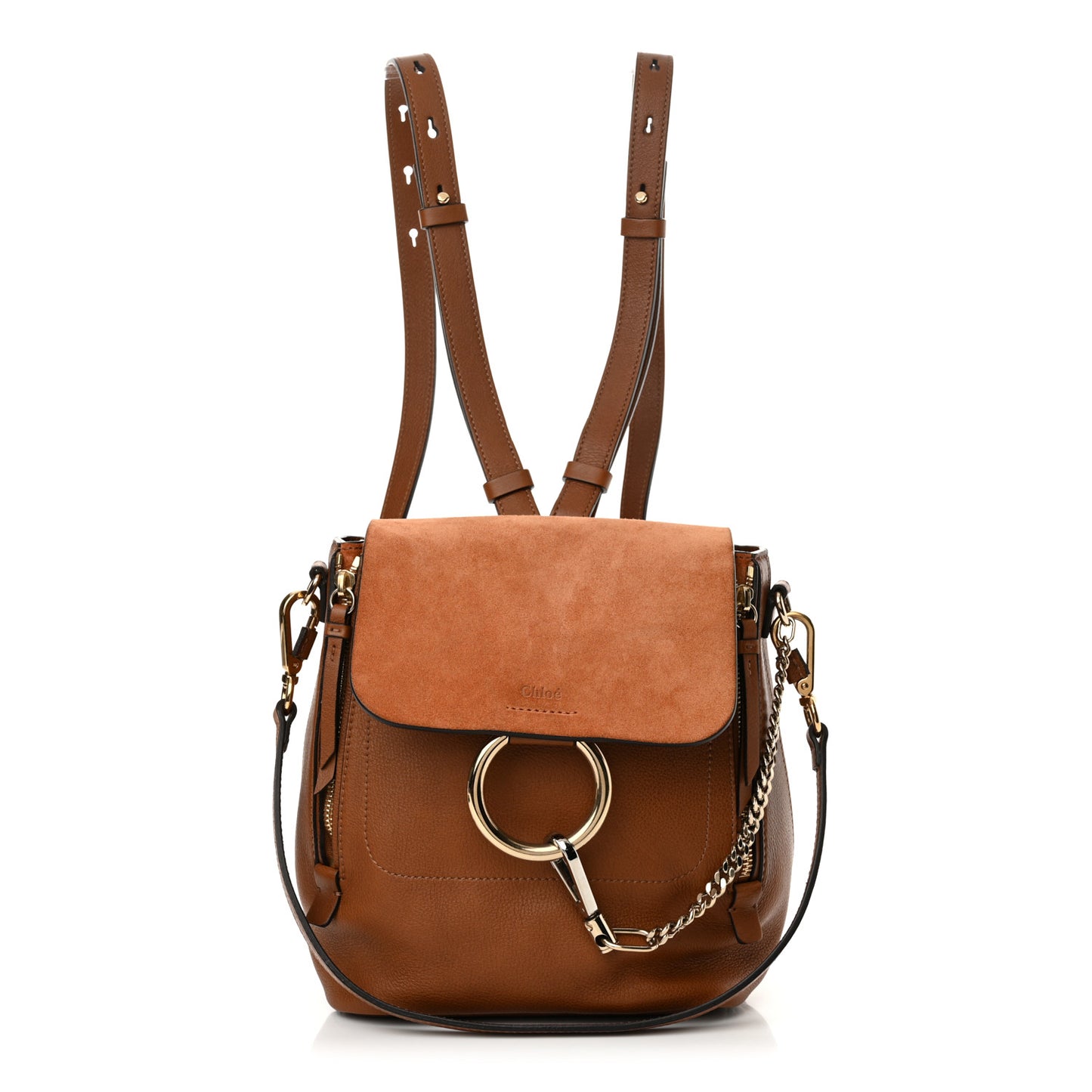 Suede Calfskin Medium Faye Backpack Tan
