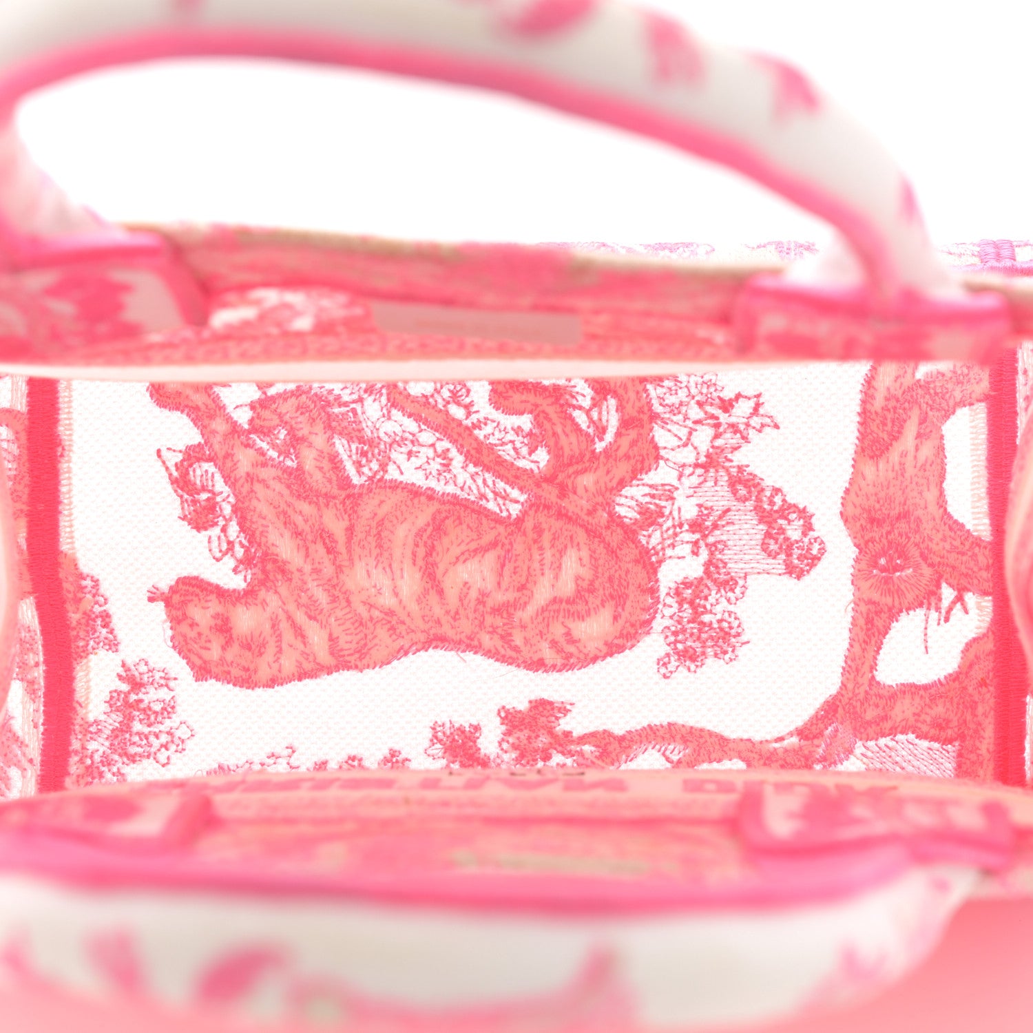 Christian Dior Transparent Canvas Embroidered Small Toile De Jouy Reverse Book Tote Fluorescent Pink 5 of 17