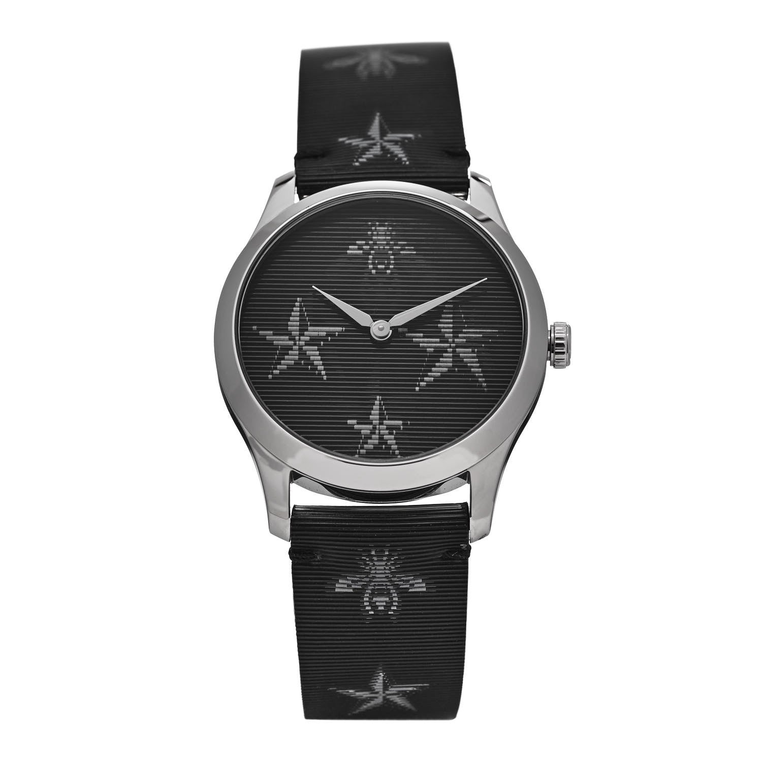 Gucci Stainless Steel Calfskin 38mm G-Timeless Bee Star Hologram Quartz Watch Black 1 of 4