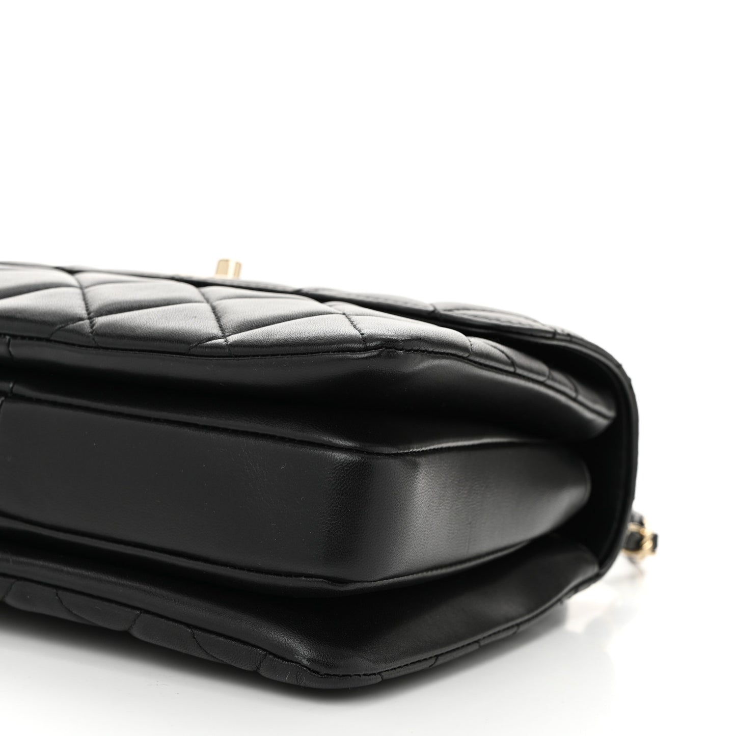 Lambskin Quilted Small Trendy CC Dual Handle Flap Bag Black