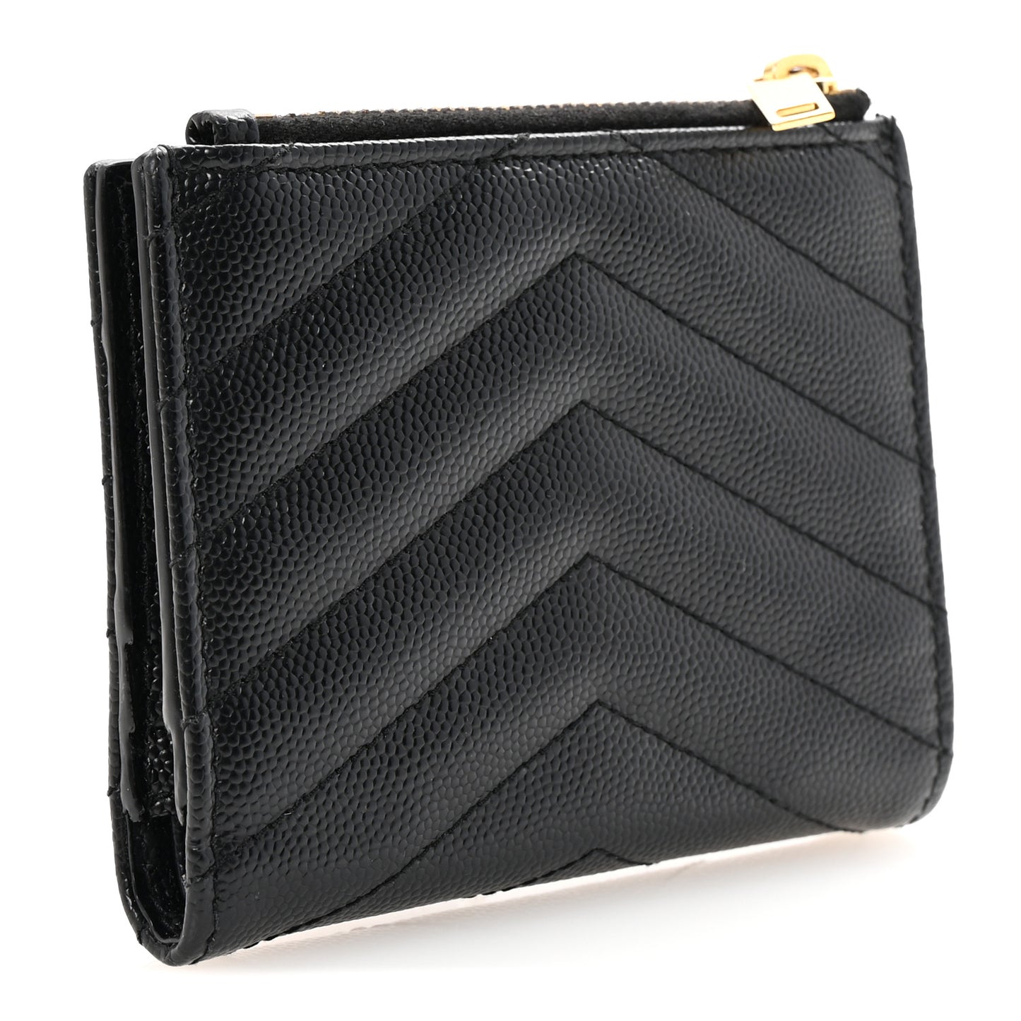 Grain De Poudre Matelasse Chevron Monogram Zipped Card Case Black