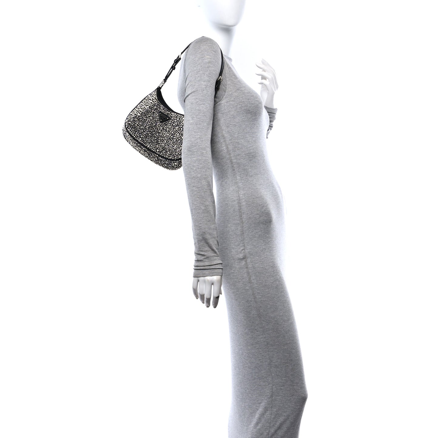 Satin Crystal Cleo Adjustable Strap Shoulder Bag Metal