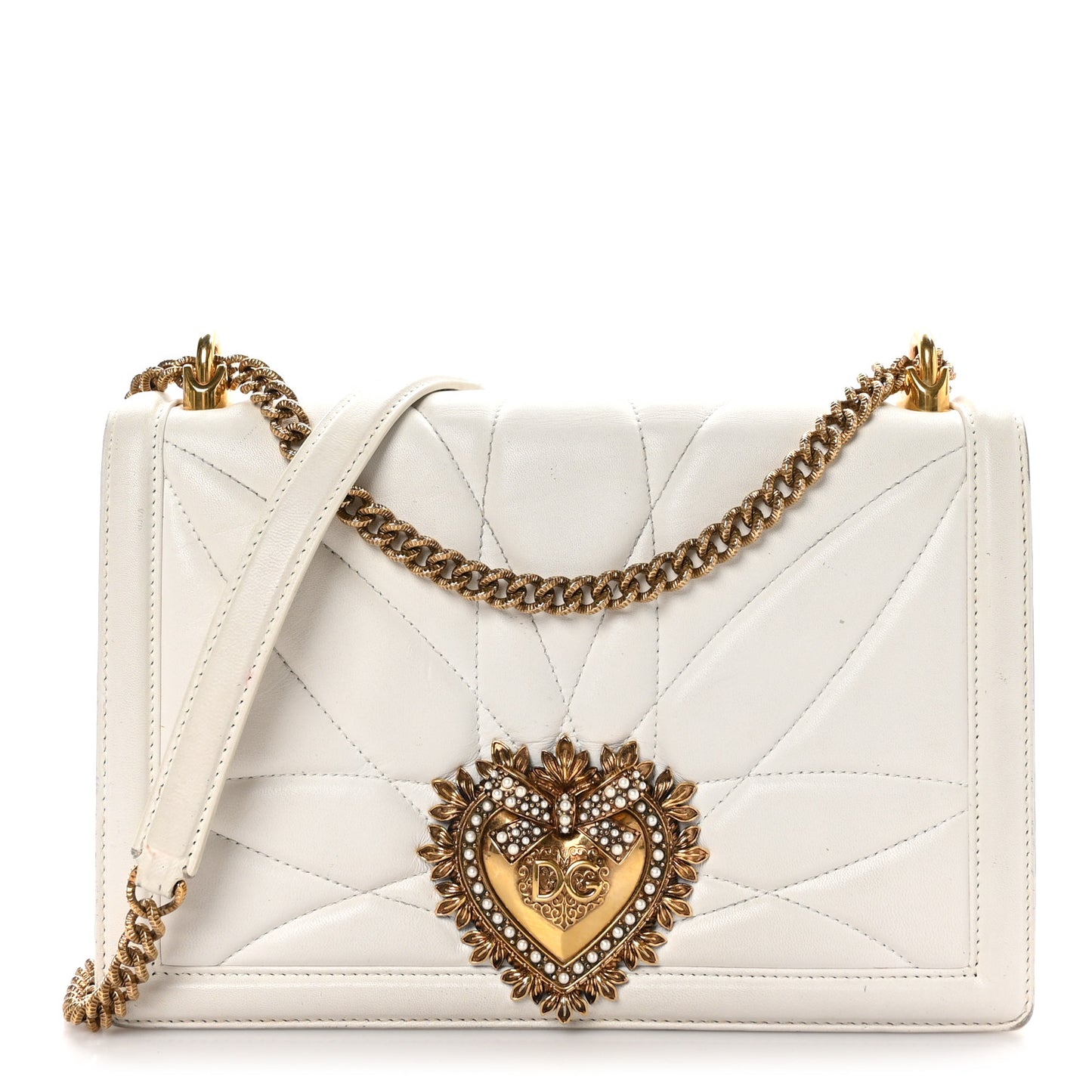 Calfskin Large Devotion Crossbody Bag White