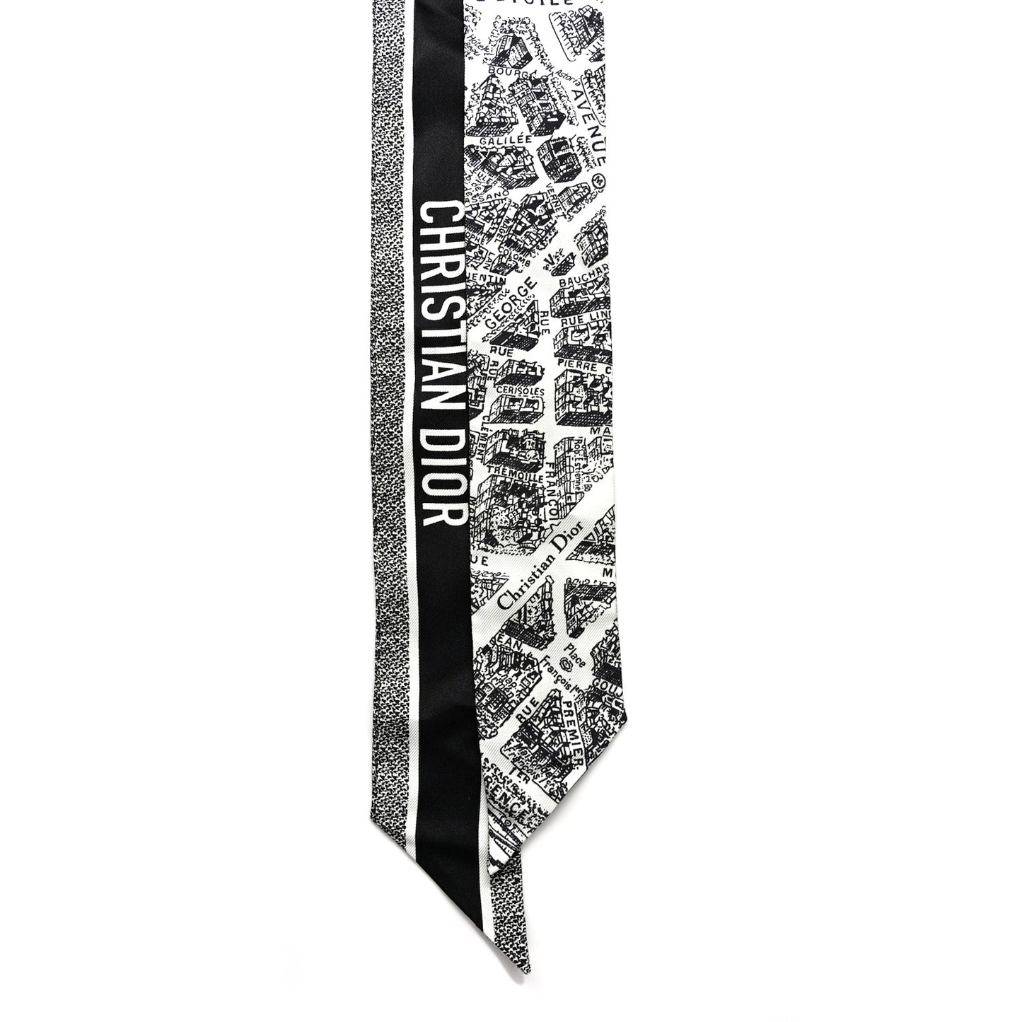 Silk Plan De Paris Mitzah Scarf White Black