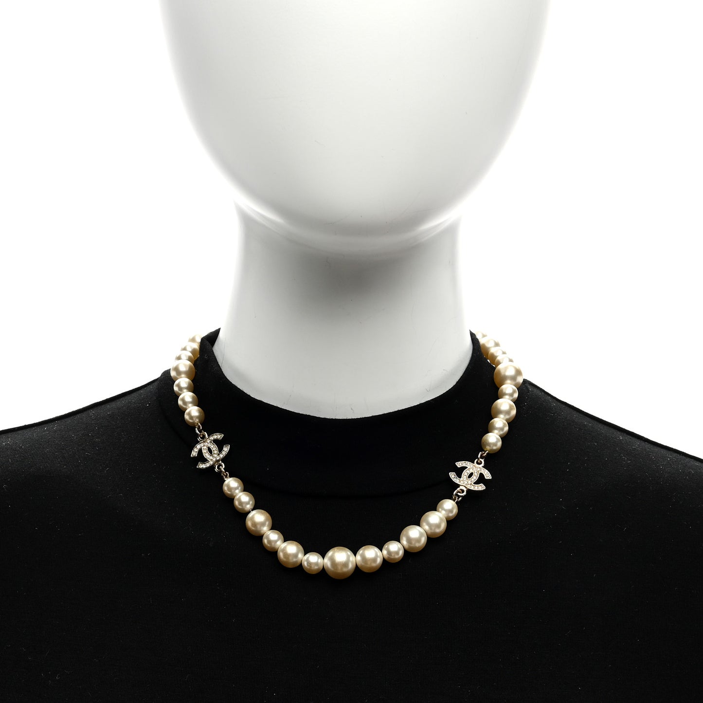 Pearl Crystal CC Choker Necklace Gold