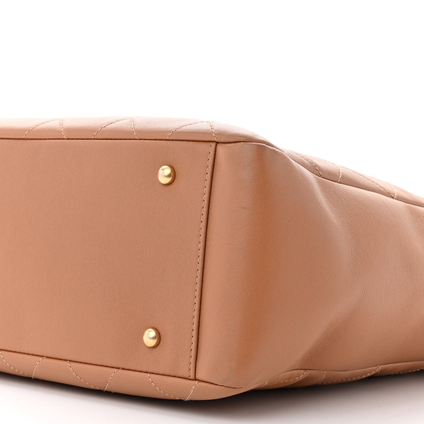Calfskin Stitched Large Shopping Bag Brown