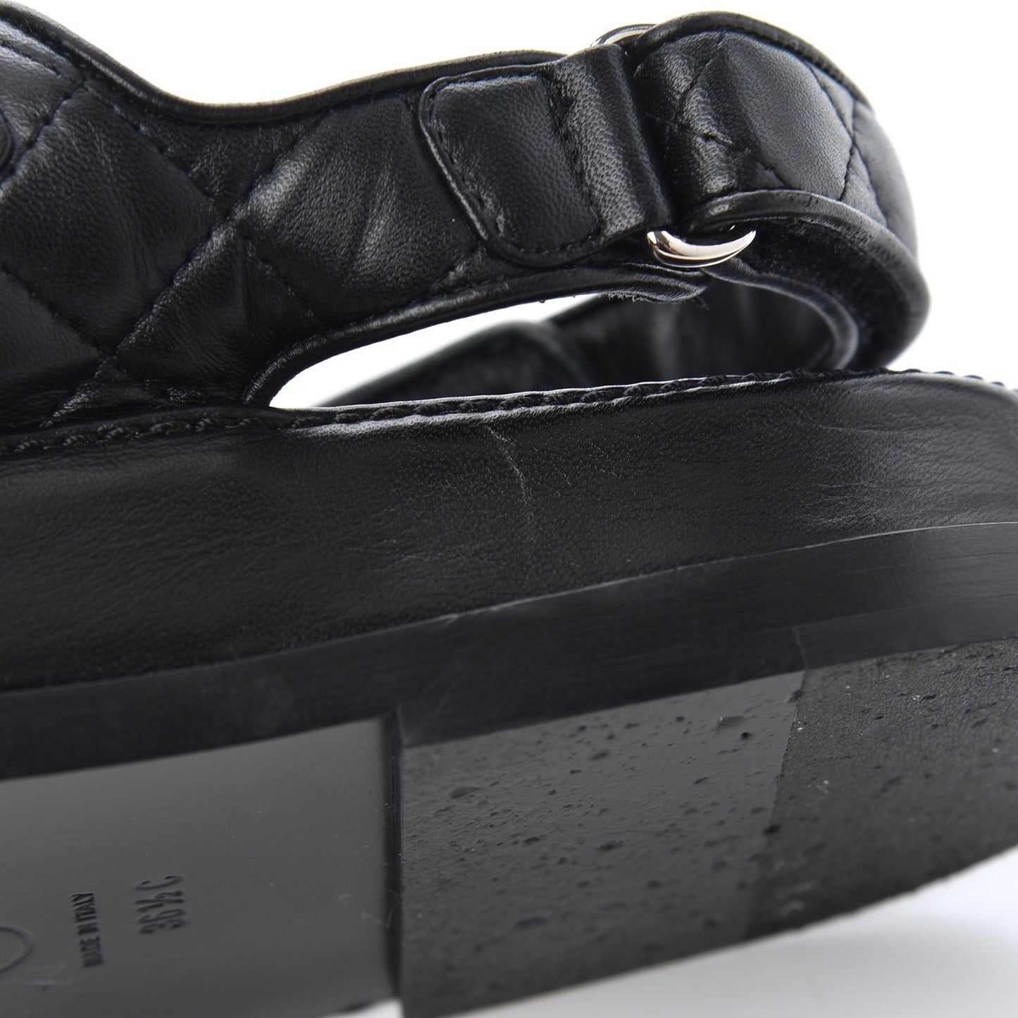 Lambskin Velcro Dad Sandals 36.5 Black