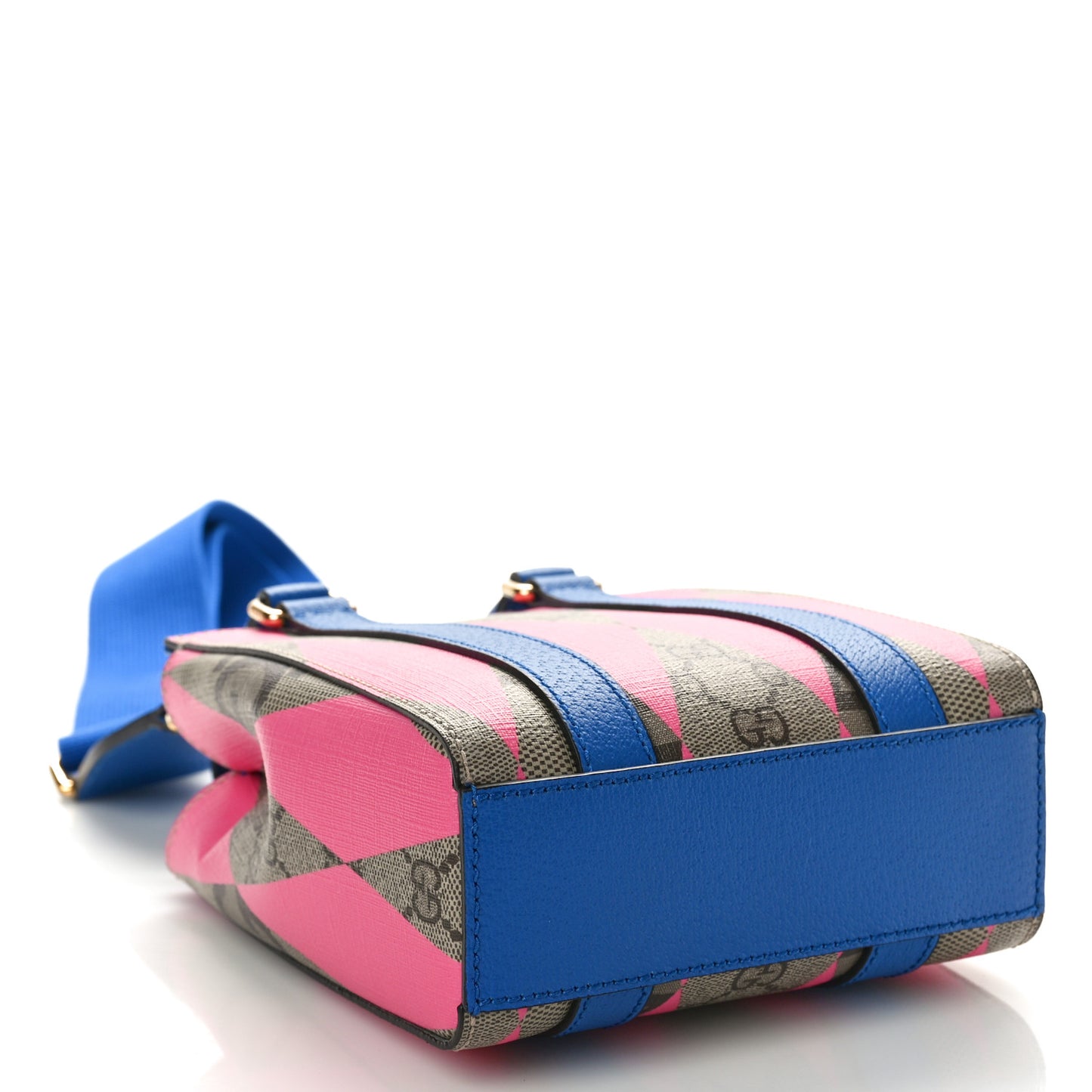 GG Supreme Monogram Textured Dollar Calfskin Rhombus Mini Tote Bag Beige Ebony Pink Blue