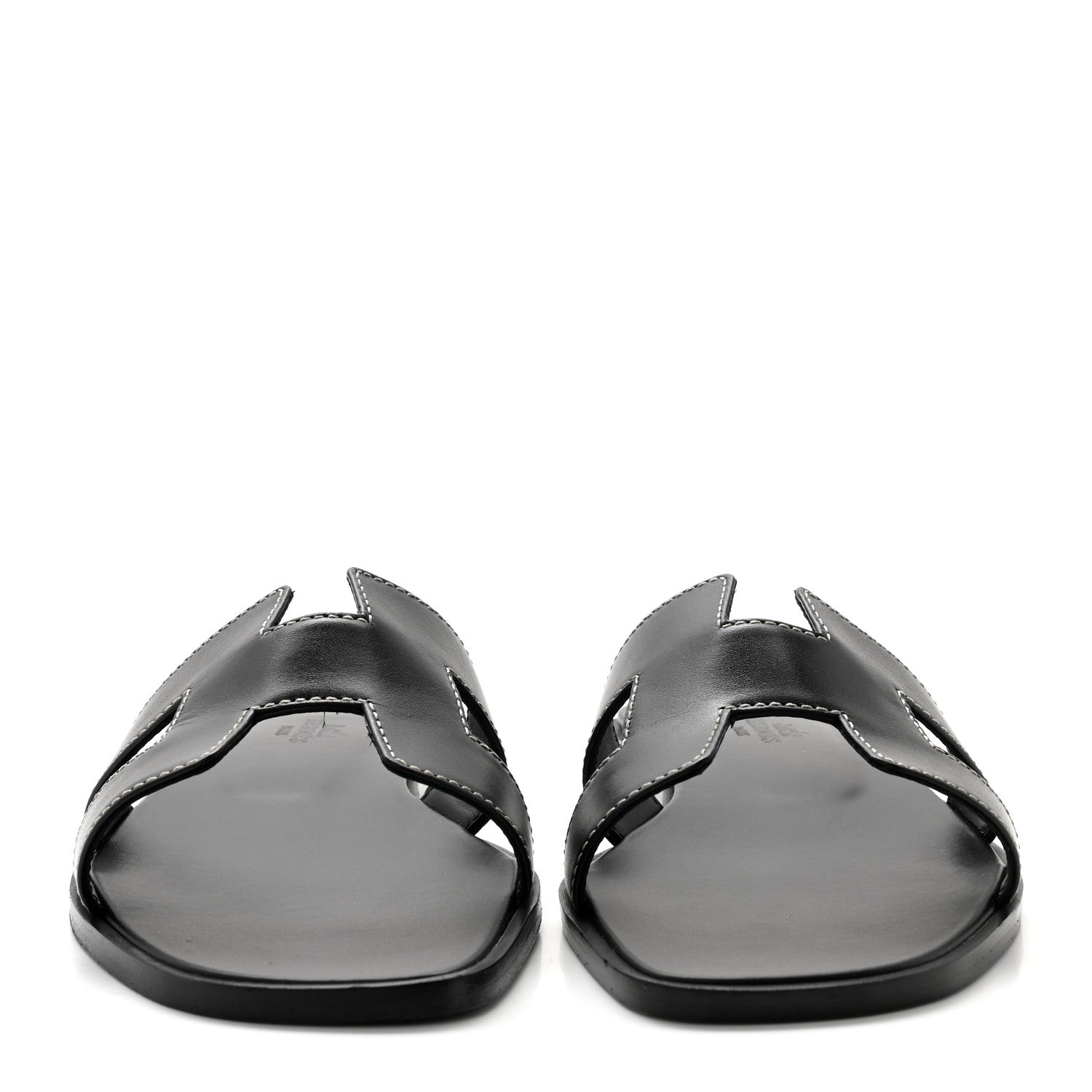Hermes Box Calfskin Oran Sandals 39 Black 2 of 10