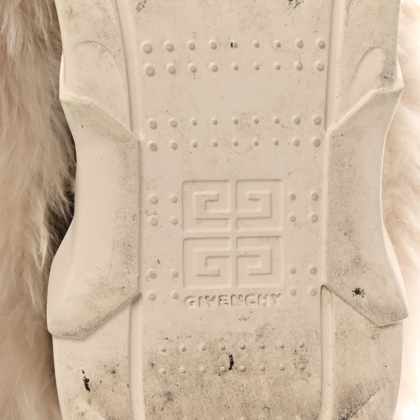 Calfskin Alpaca Fur Shark Lock Biker Ankle Boots 41 Ivory