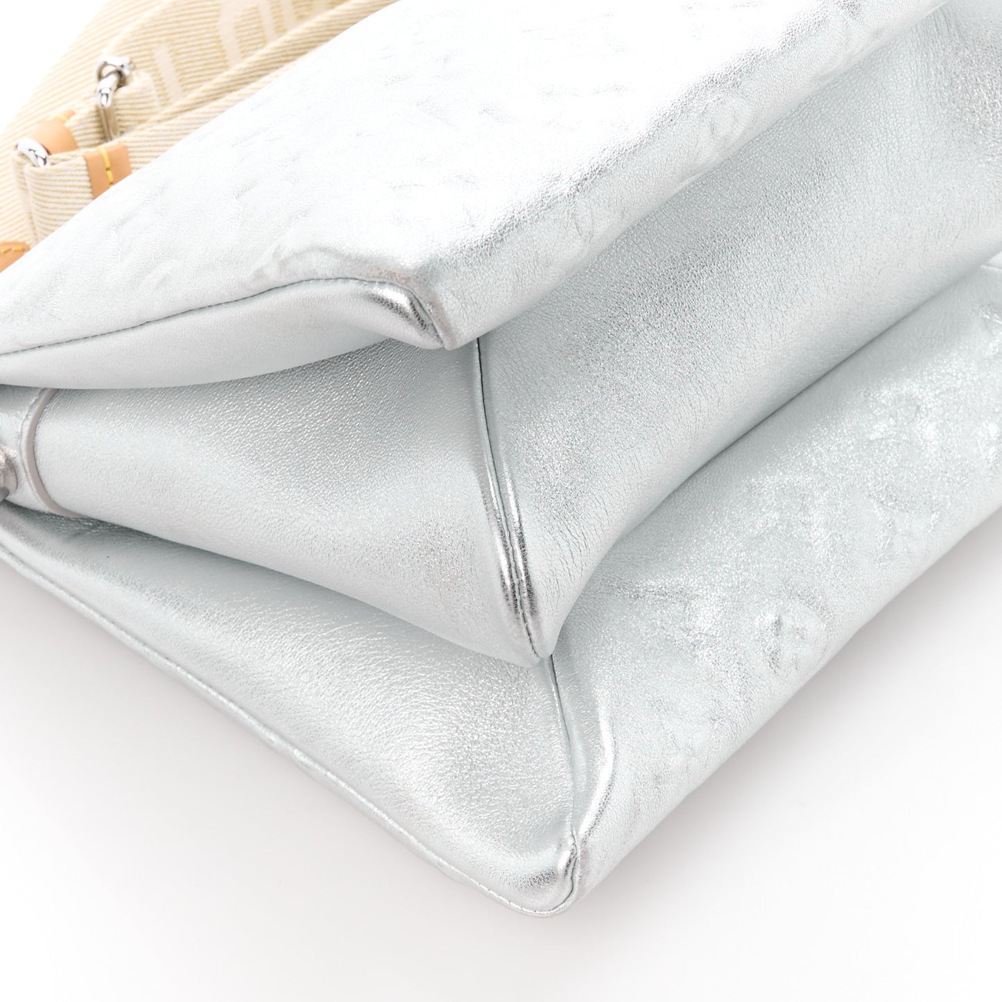 Metallic Lambskin Embossed Monogram Coussin BB Silver