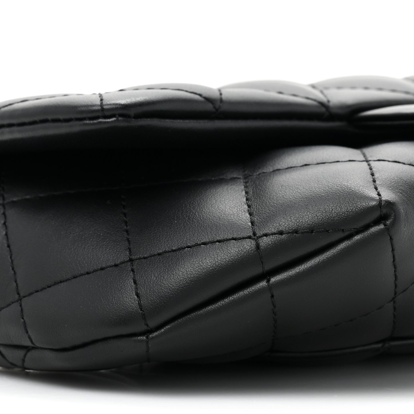 Calfskin Quilted CC Uniform Flap Belt Bag Black