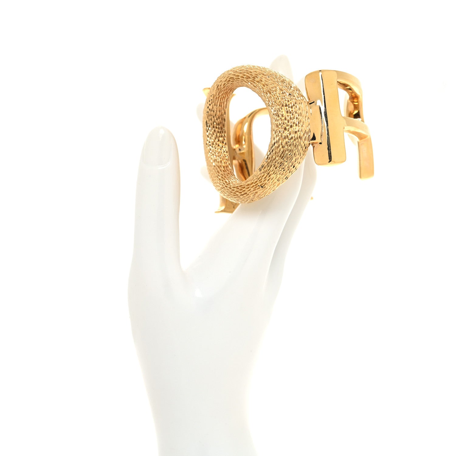 Christian Dior Metal Logo Cuff Bracelet Gold 2 of 4