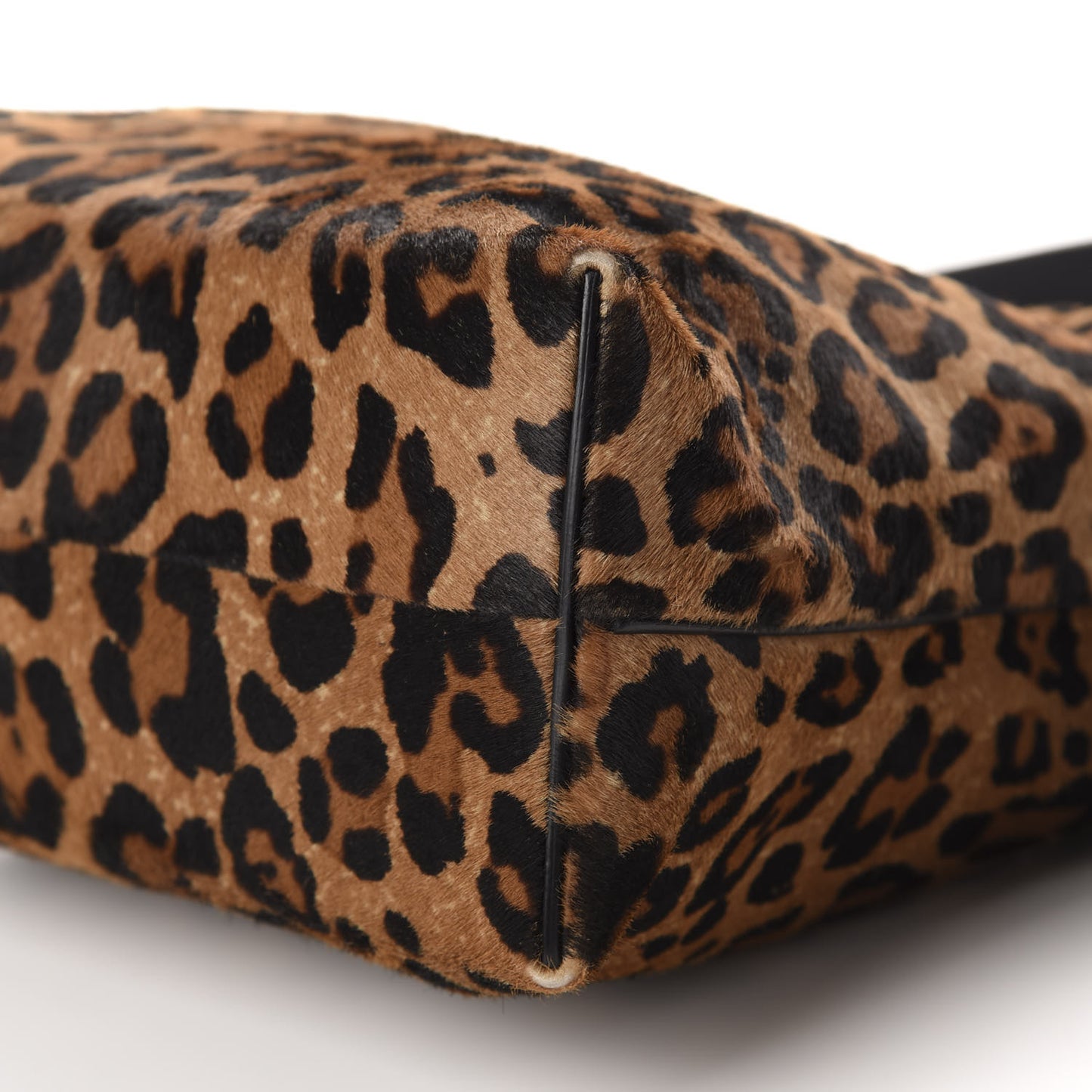 Calfskin Pony Hair Leopard Print Flamenco Knot Bag Black