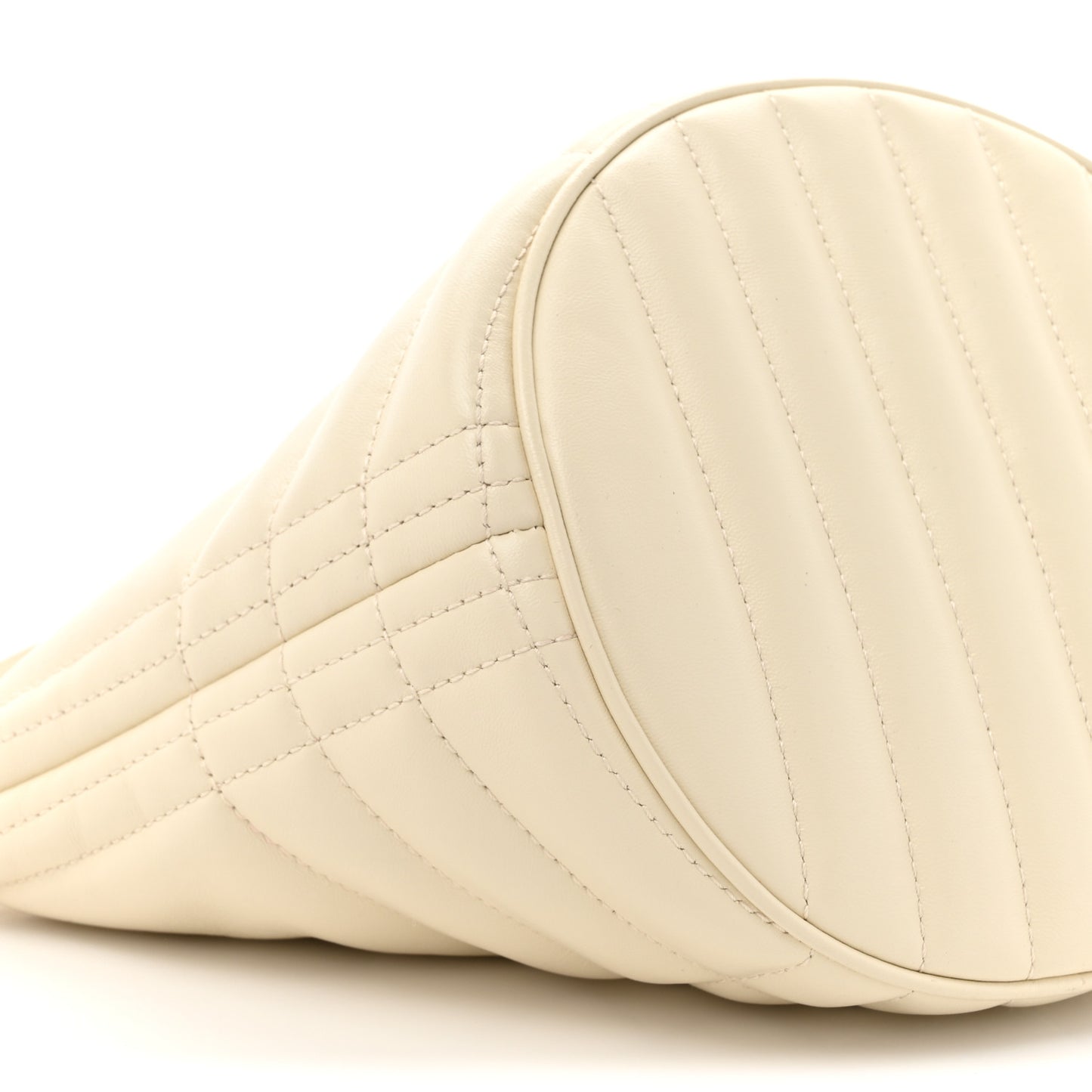 Lambskin Quilted Small Crescent Lola Bag Pale Vanilla