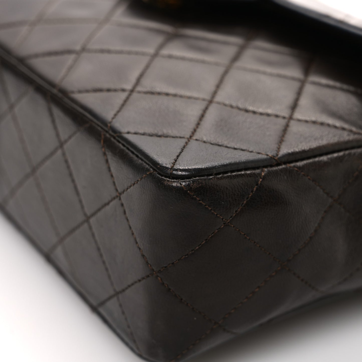 Lambskin Quilted Bi-Color Small Single Flap Dark Brown