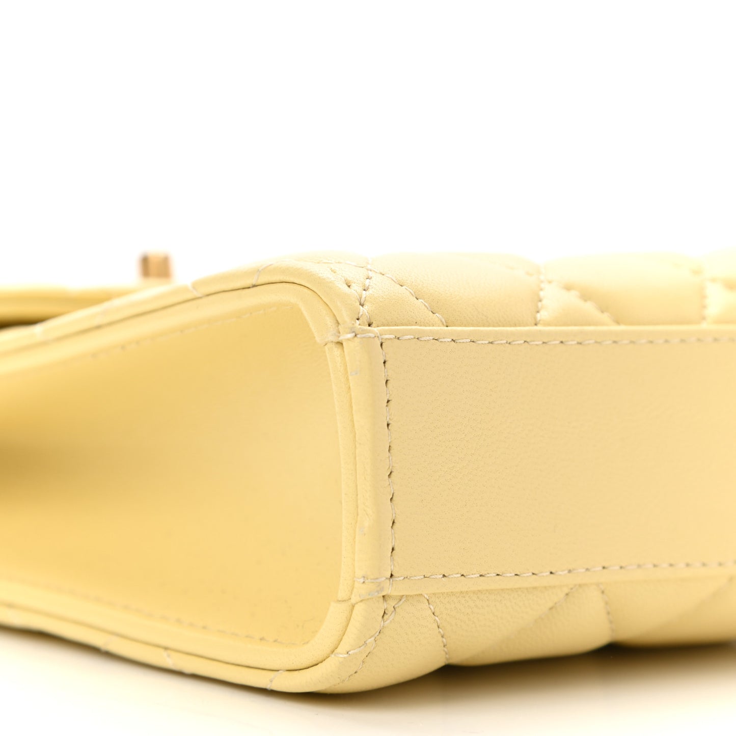 Lambskin Quilted Pearl Crush Phone Holder With Chain Yellow