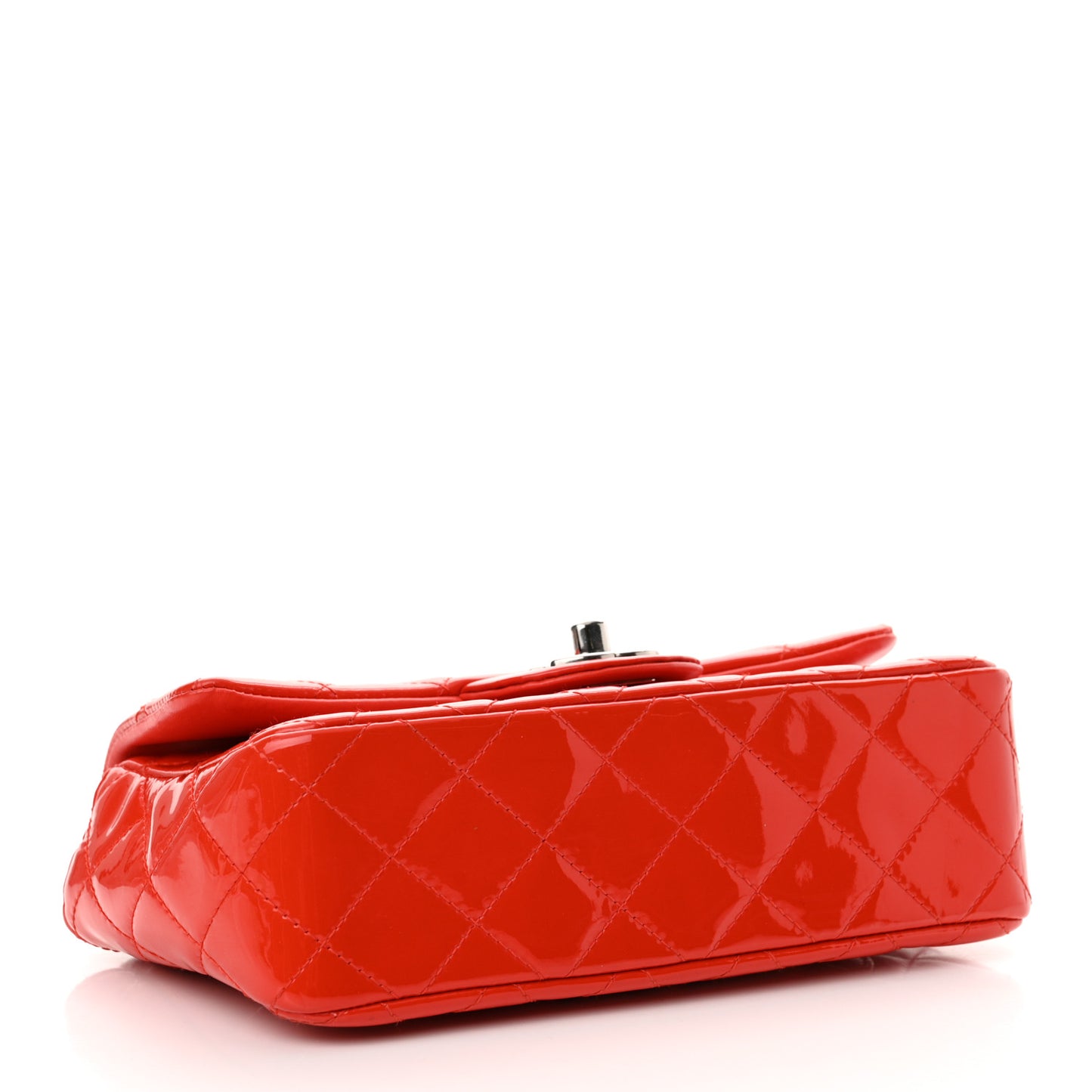 Patent Calfskin Quilted Mini Rectangular Flap Red
