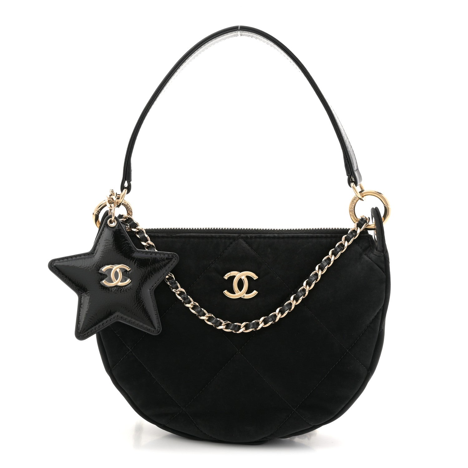 Chanel Velvet Effect Nylon Shiny Crumpled Calfskin Coco Neige