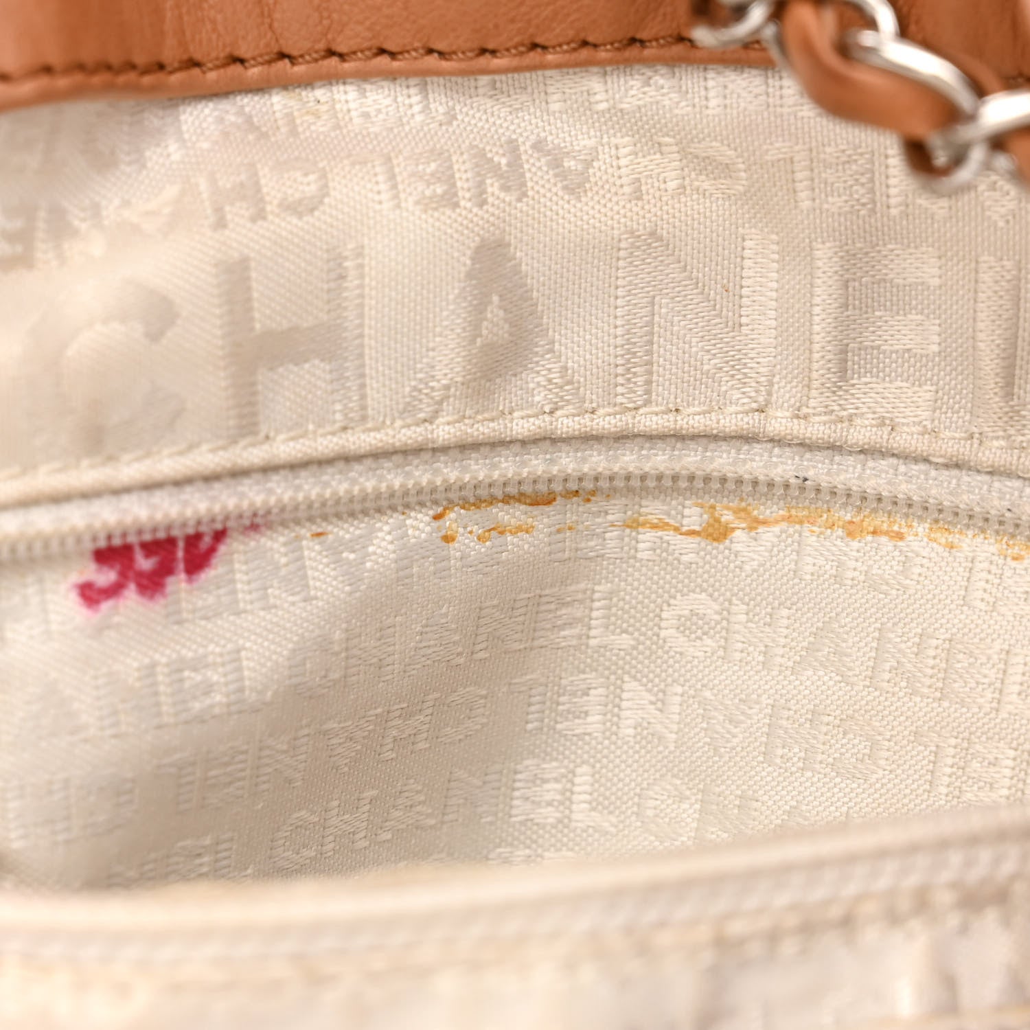 Chanel Lambskin Contrast Stitch Large Drawstring Tote Dark Beige 11 of 15