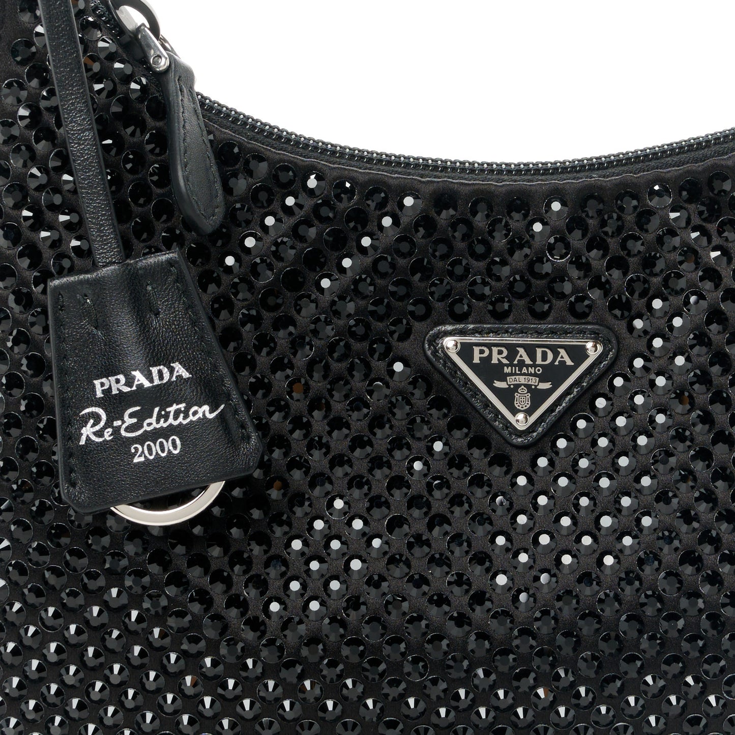 Satin Crystal Mini Re-Edition 2000 Bag Black