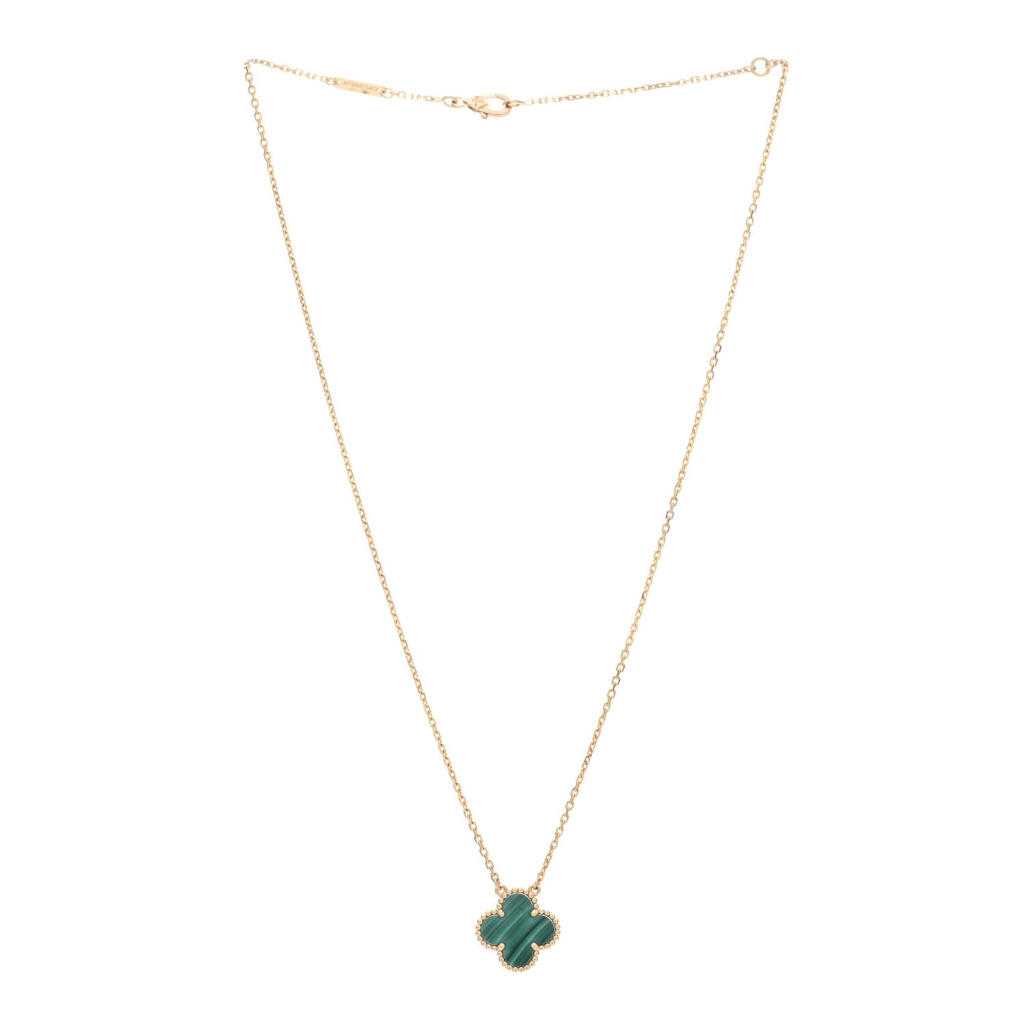 18K Yellow Gold Malachite Vintage Alhambra Pendant Necklace