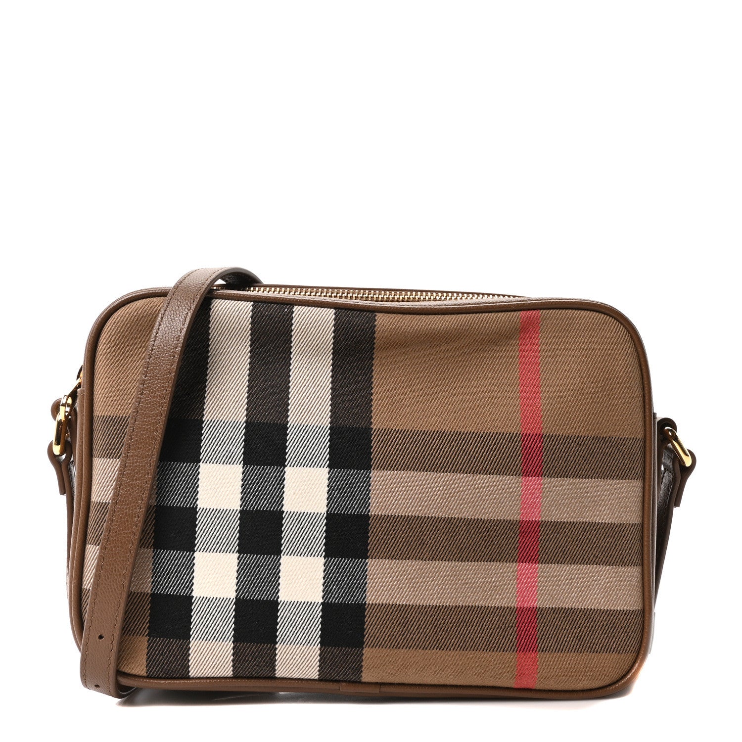 Burberry Calfskin House Check Camera Bag Earth 1828952 – FASHIONPHILE
