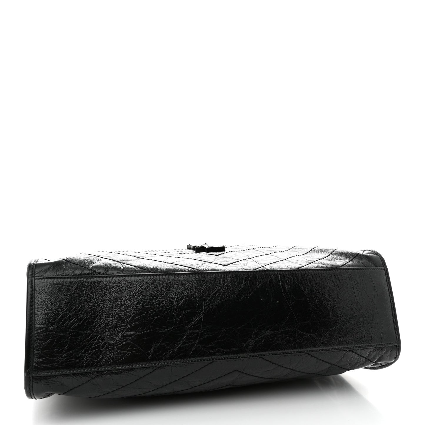 Crinkled Calfskin Matelasse Monogram Large Niki Shopper Tote Black