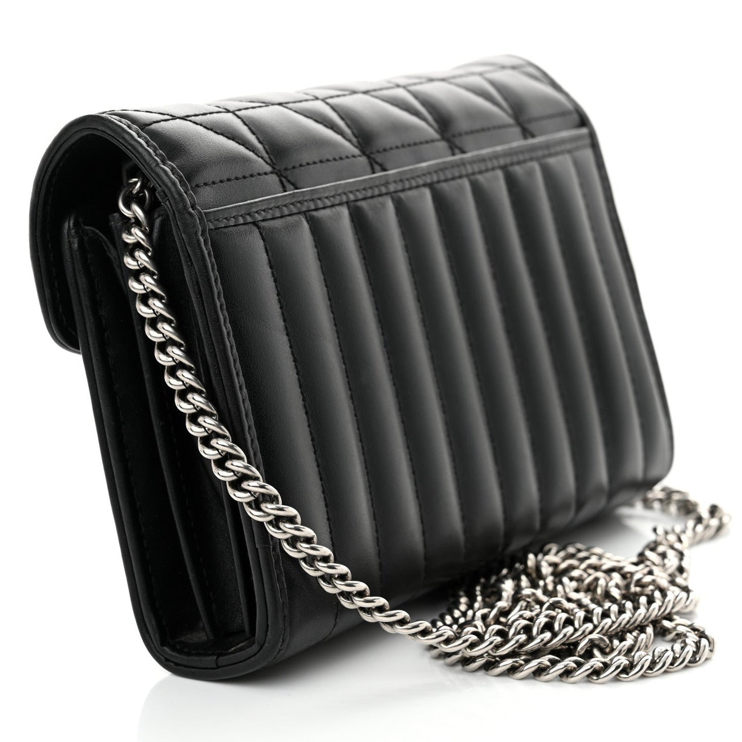 Calfskin Matelasse Aria GG Marmont Chain Wallet Black