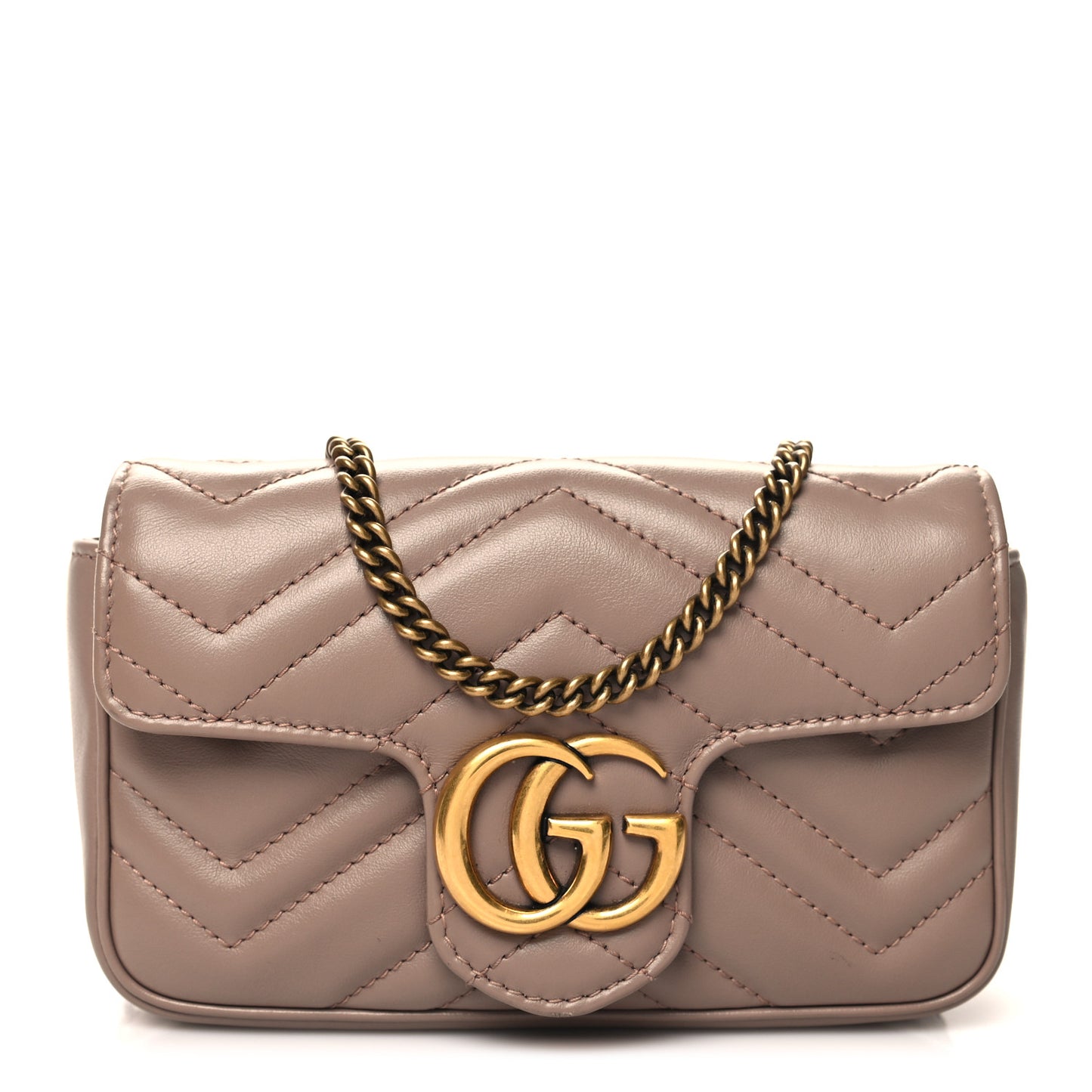 Calfskin Matelasse Super Mini GG Marmont Shoulder Bag Porcelain Rose