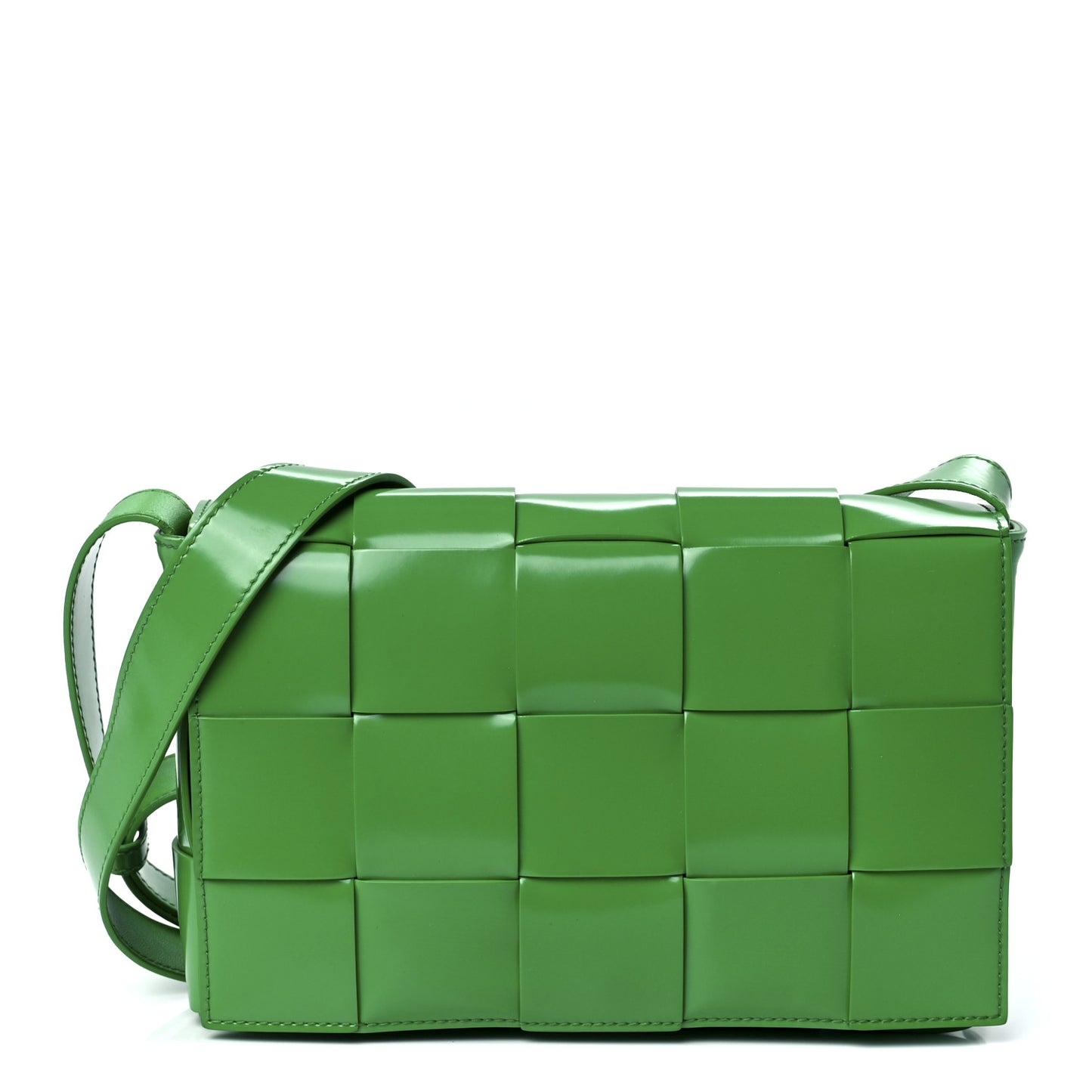 Brushed Calfskin Maxi Intrecciato Cassette Crossbody Bag Parakeet