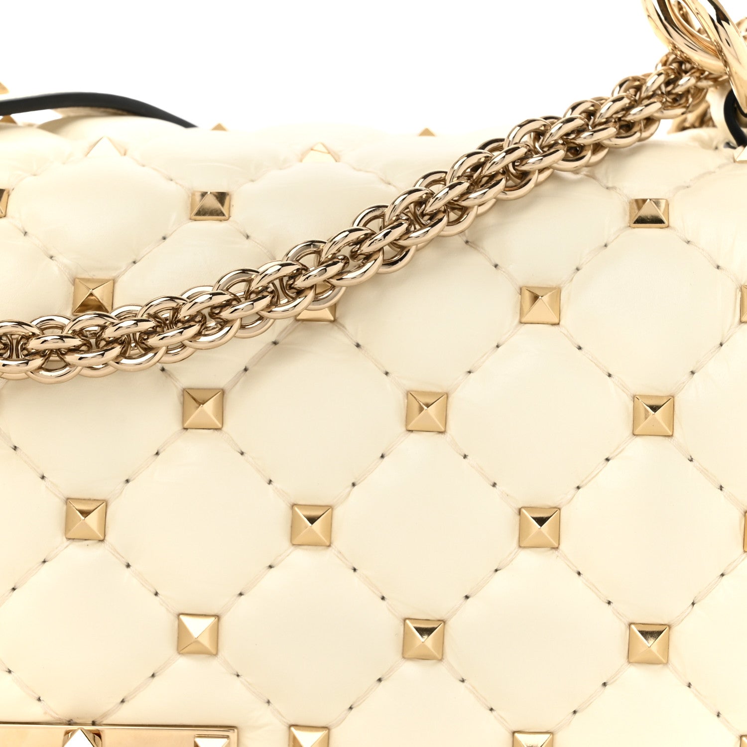 Valentino Garavani Calfskin Rockstud Spike Convertible Shoulder Bag Ivory 7 of 12