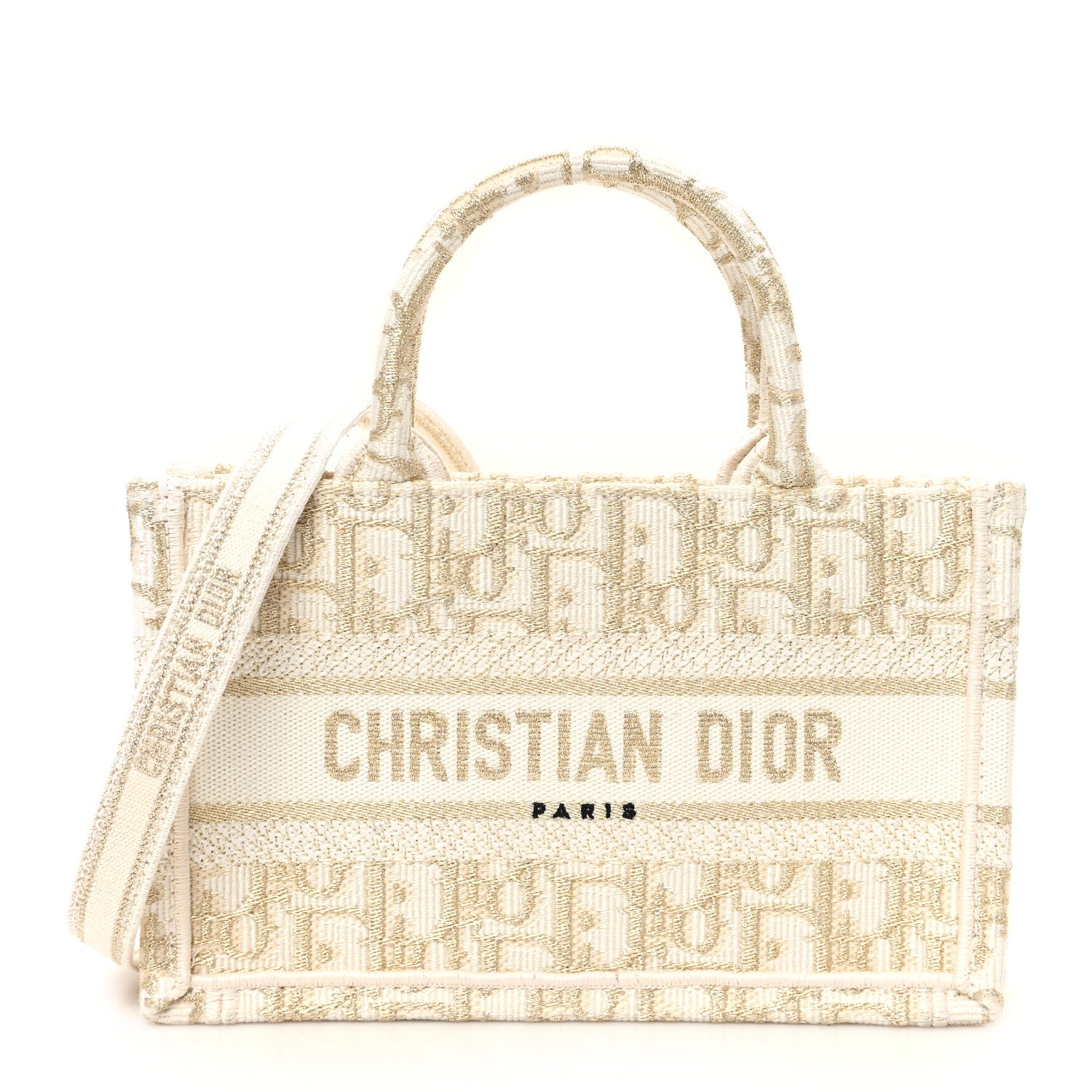 Christian Dior 3001 クリスチャンディオール ゴールド　不動品 Christian Dior Oblique Mini Book Tote With Strap Gold Multicolor