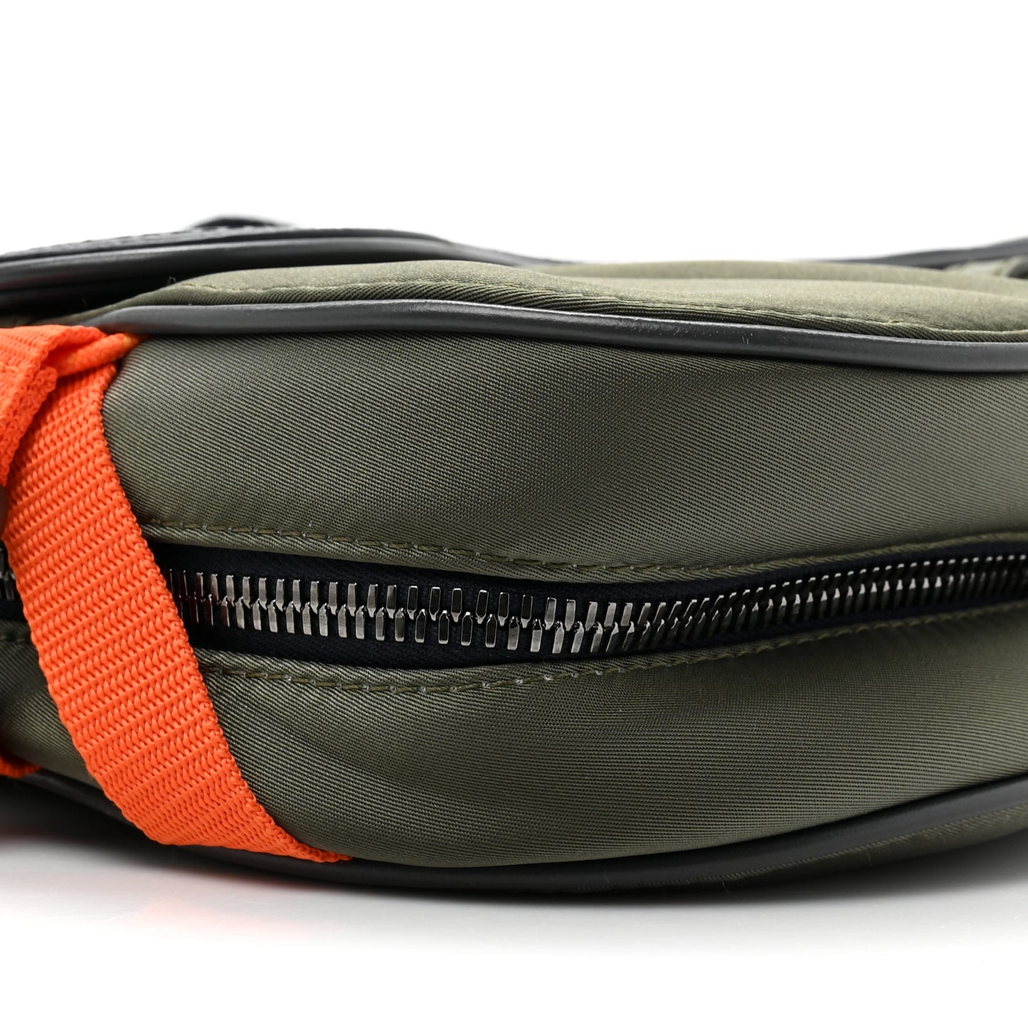 X SACAI Grained Calfskin Technical Fabric Mens Saddle Bag Olive Navy Blue