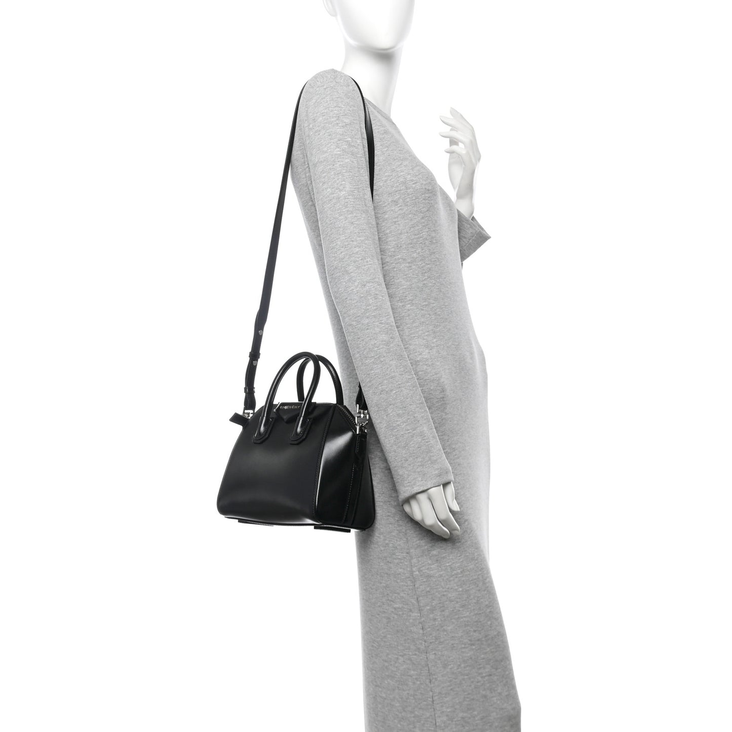 Shiny Lord Calfskin Mini Antigona Black